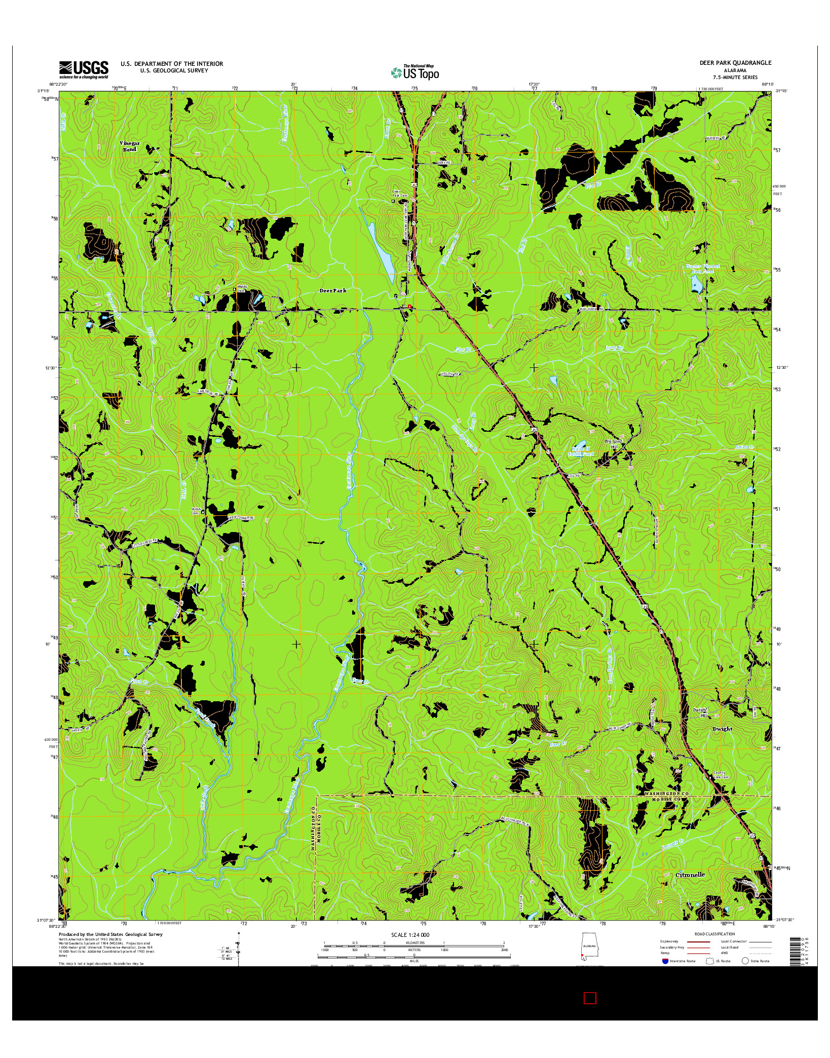 USGS US TOPO 7.5-MINUTE MAP FOR DEER PARK, AL 2014