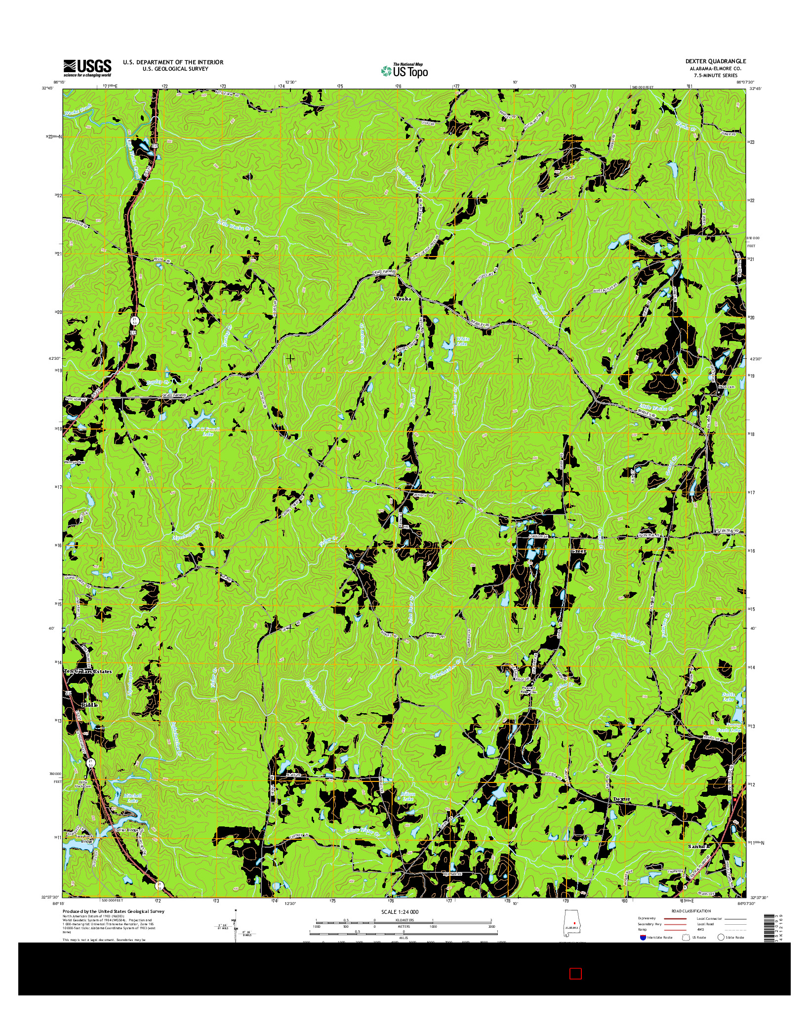 USGS US TOPO 7.5-MINUTE MAP FOR DEXTER, AL 2014