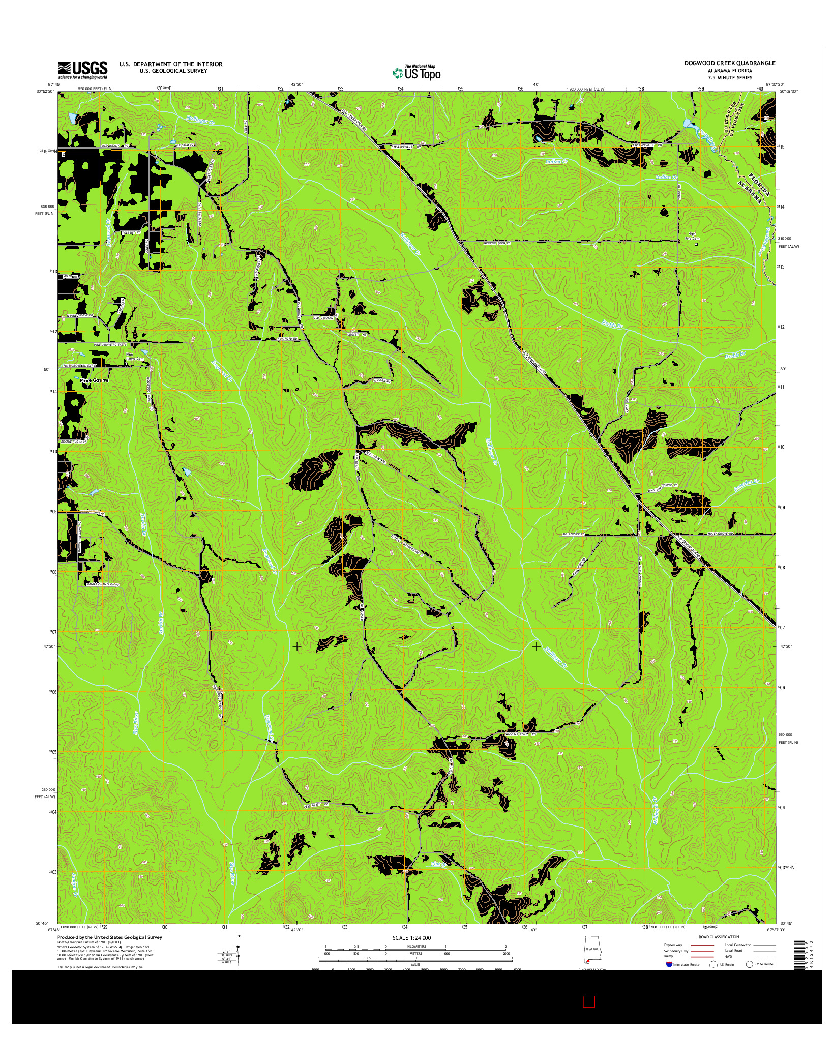 USGS US TOPO 7.5-MINUTE MAP FOR DOGWOOD CREEK, AL-FL 2014