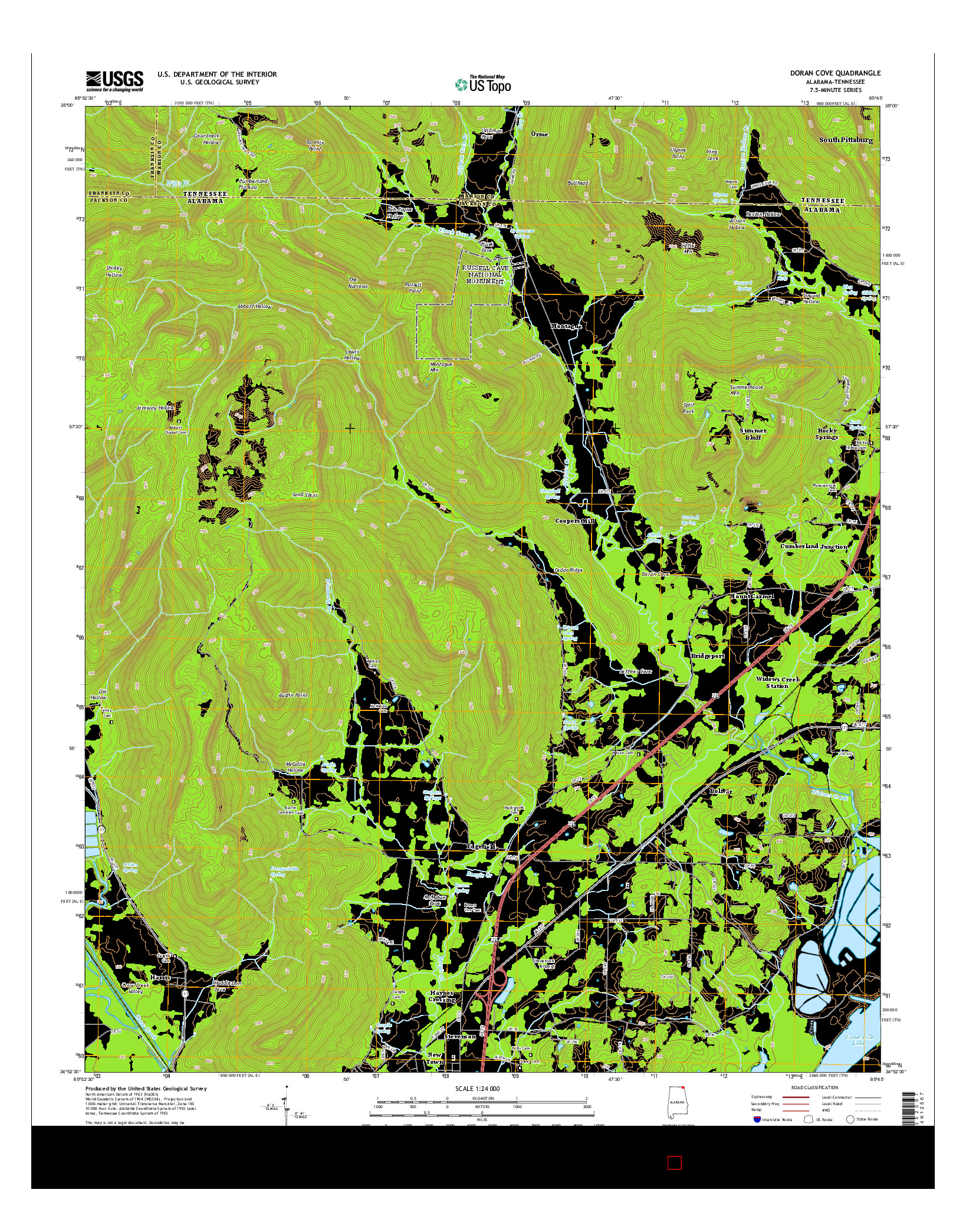 USGS US TOPO 7.5-MINUTE MAP FOR DORAN COVE, AL-TN 2014