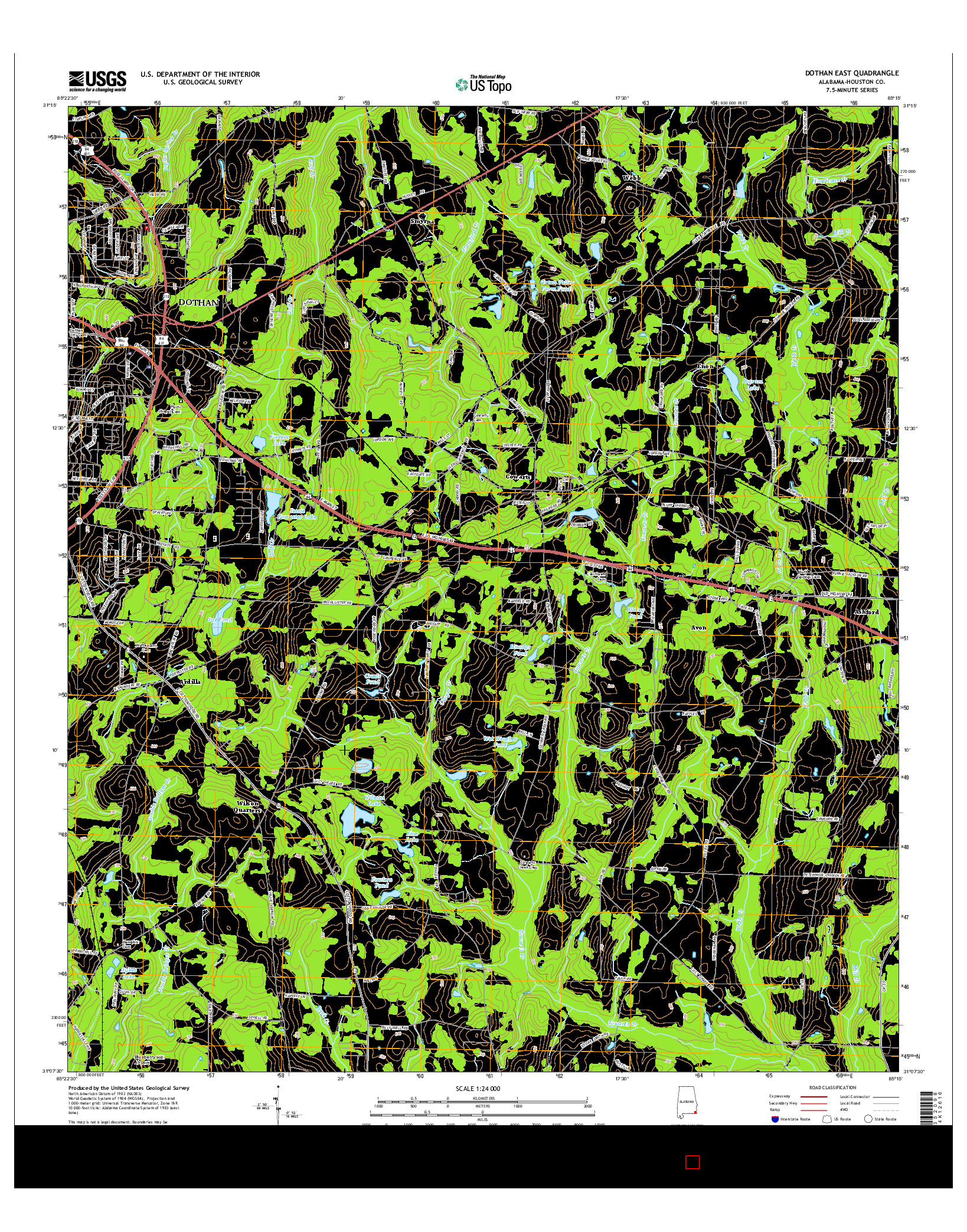 USGS US TOPO 7.5-MINUTE MAP FOR DOTHAN EAST, AL 2014