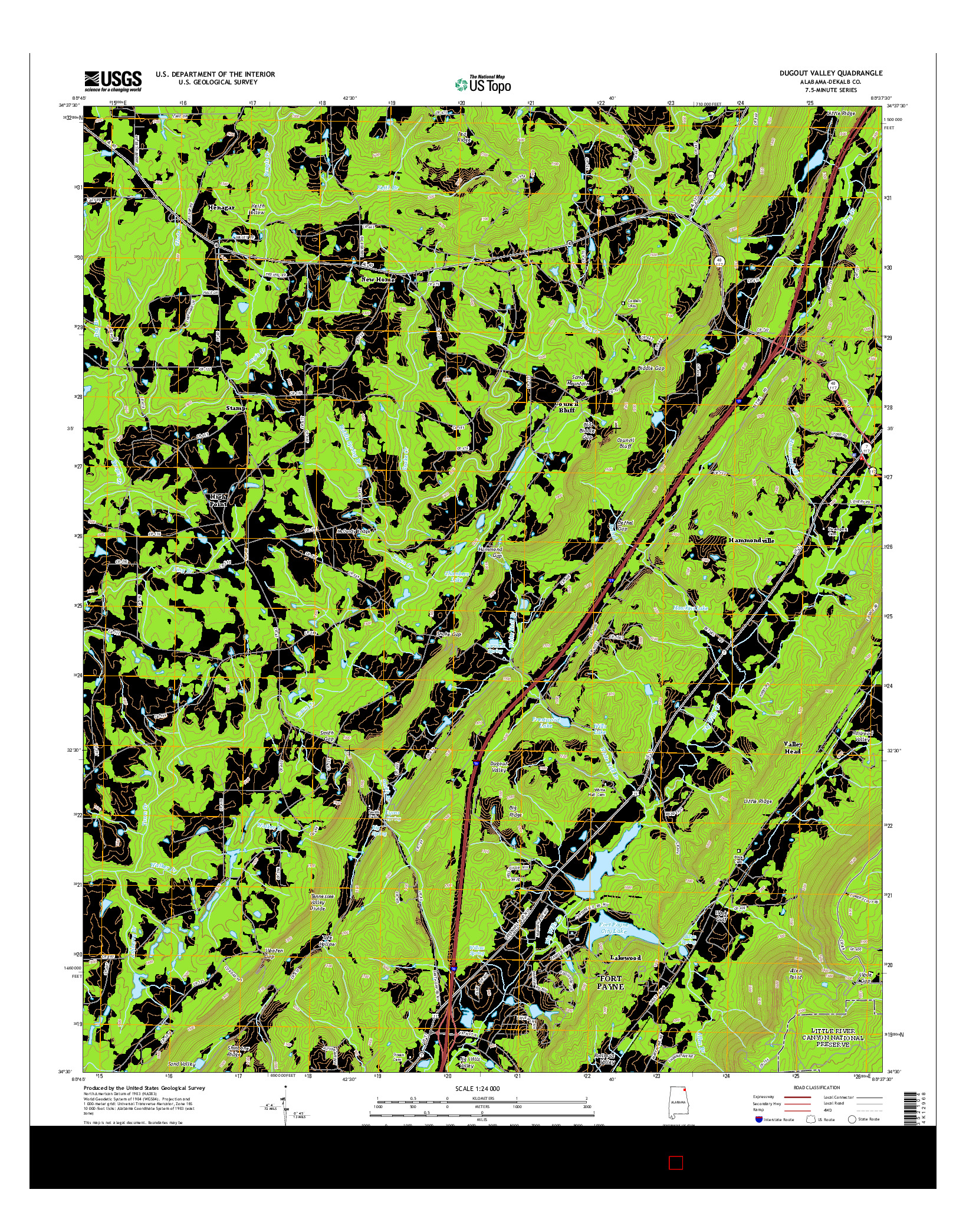 USGS US TOPO 7.5-MINUTE MAP FOR DUGOUT VALLEY, AL 2014