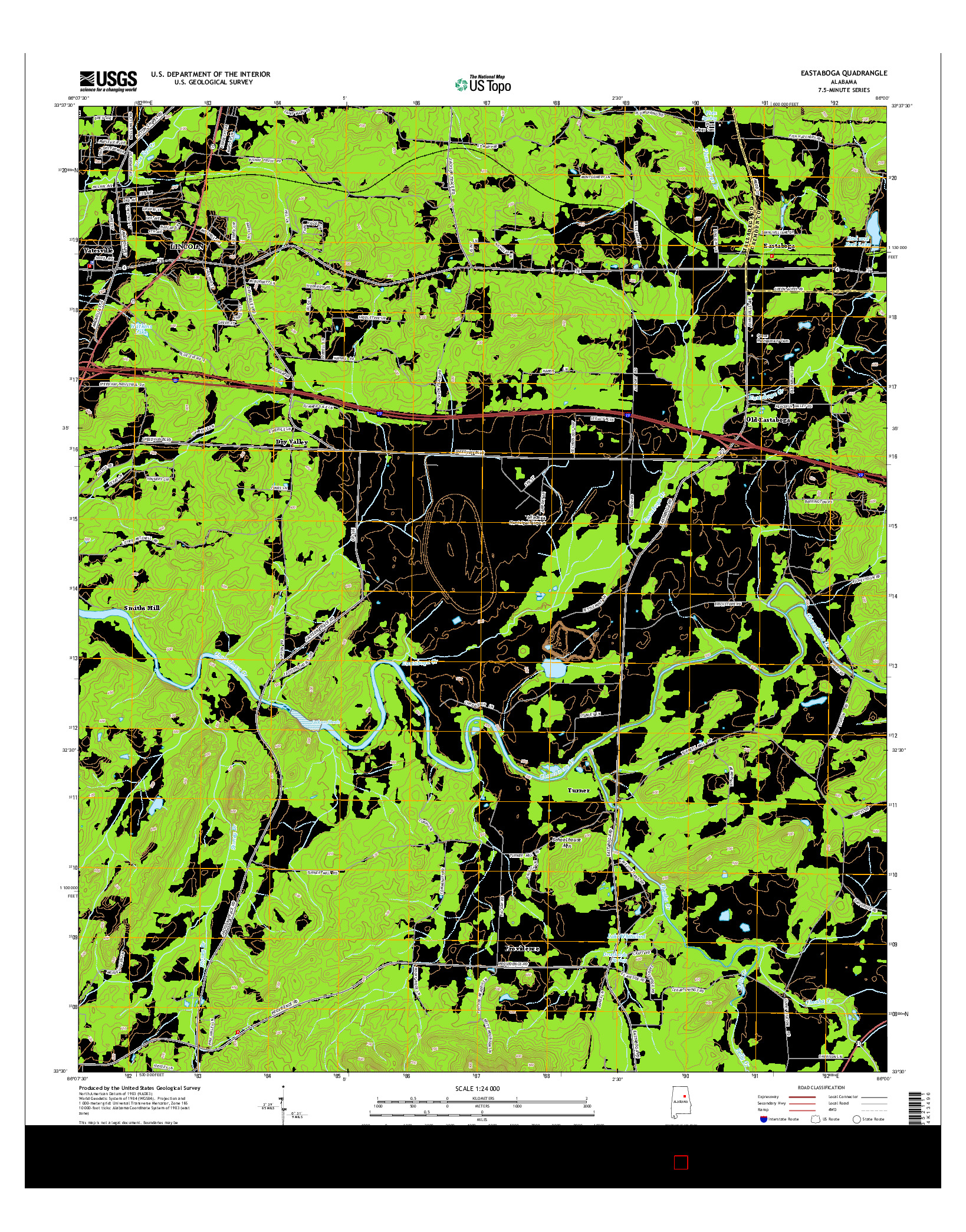 USGS US TOPO 7.5-MINUTE MAP FOR EASTABOGA, AL 2014