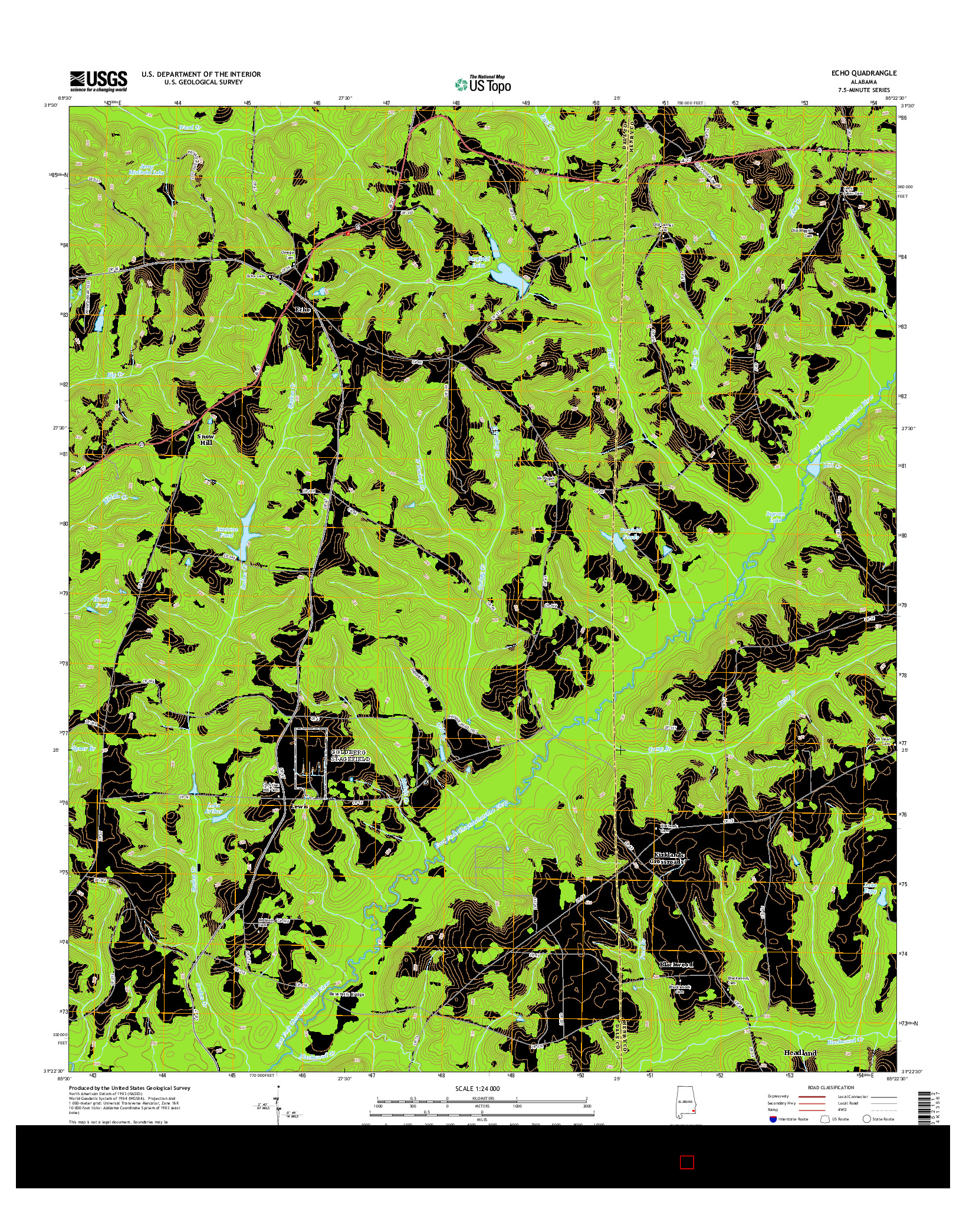 USGS US TOPO 7.5-MINUTE MAP FOR ECHO, AL 2014