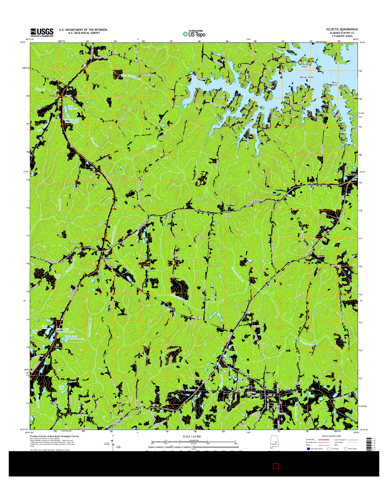 USGS US TOPO 7.5-MINUTE MAP FOR ECLECTIC, AL 2014