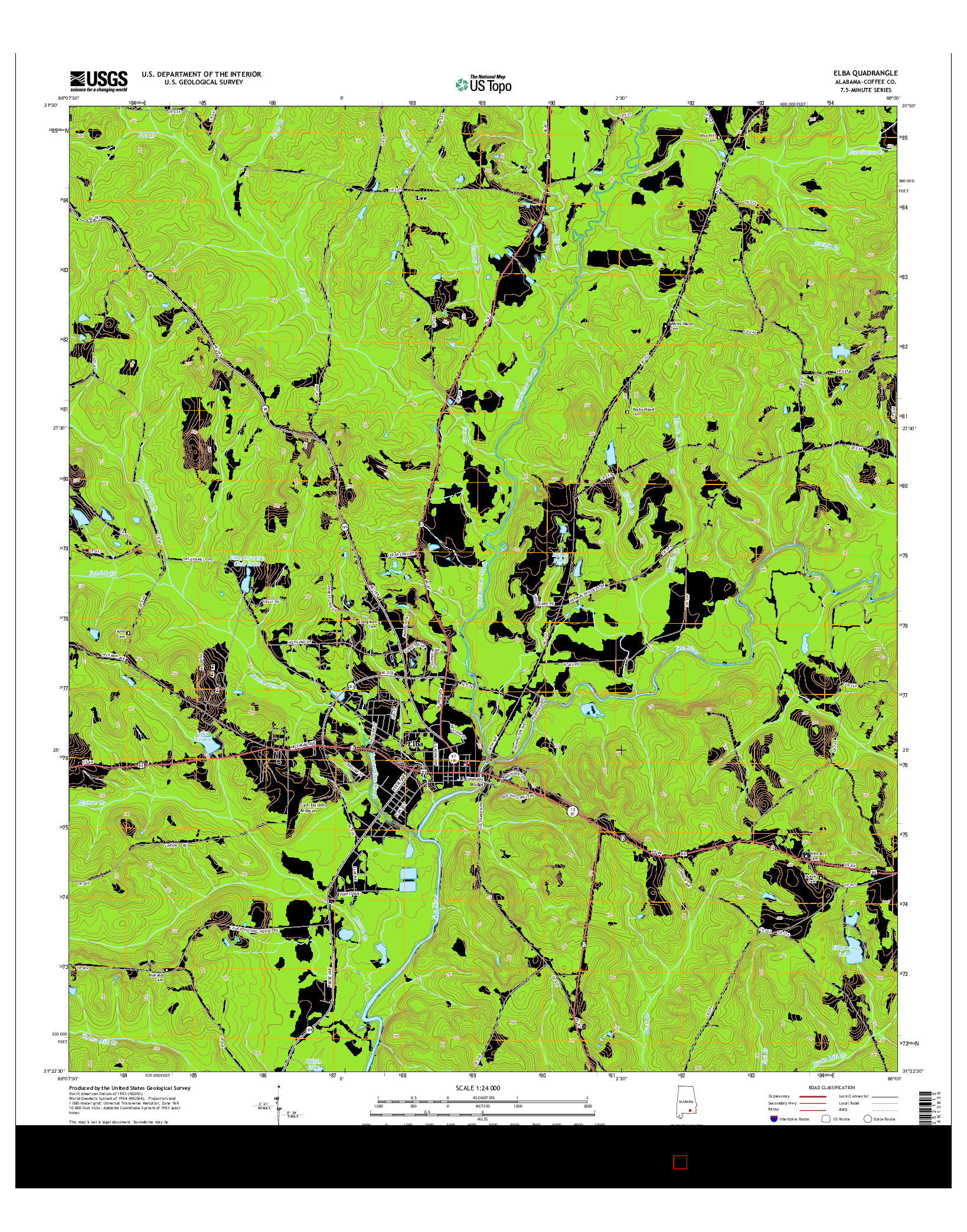 USGS US TOPO 7.5-MINUTE MAP FOR ELBA, AL 2014