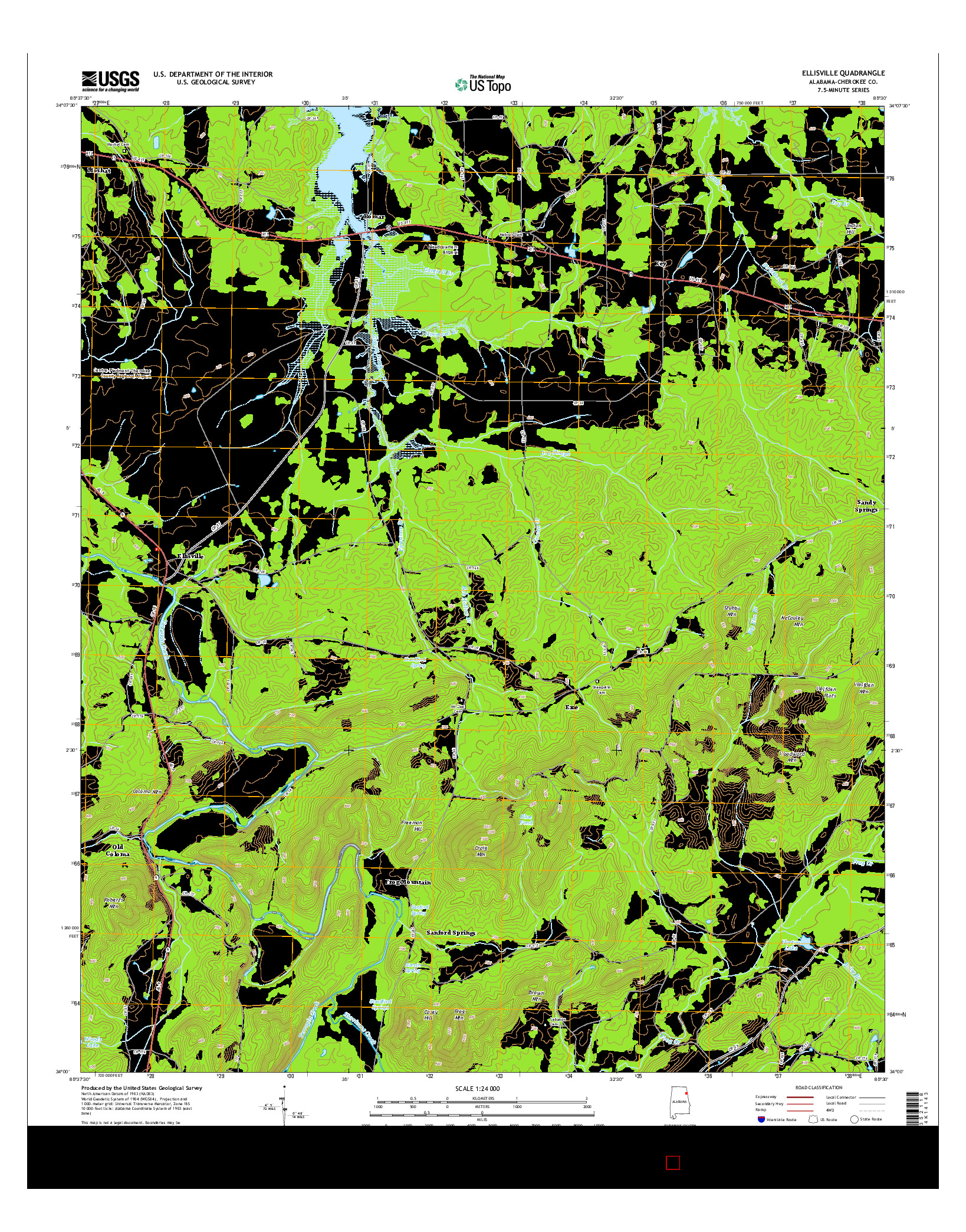 USGS US TOPO 7.5-MINUTE MAP FOR ELLISVILLE, AL 2014