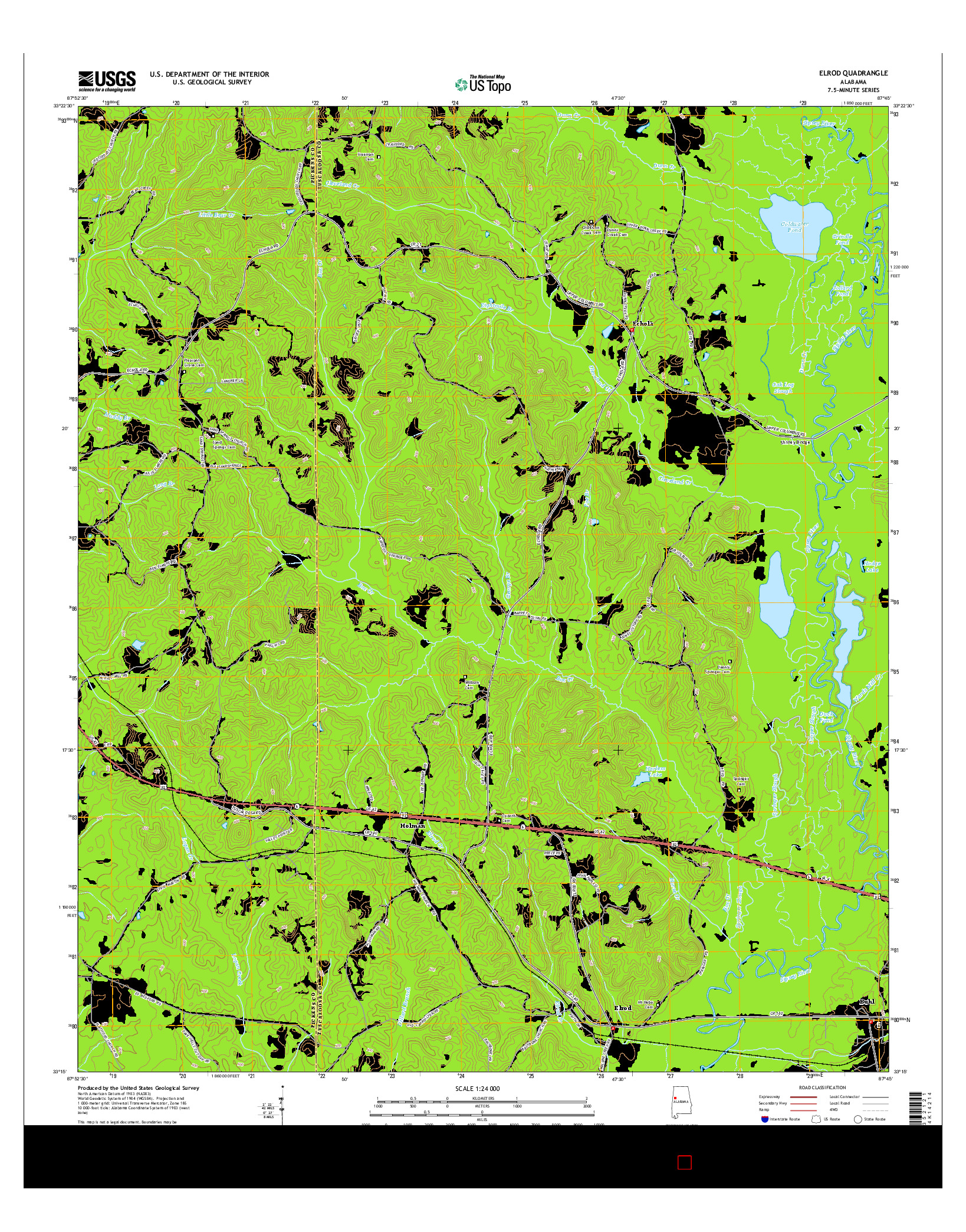 USGS US TOPO 7.5-MINUTE MAP FOR ELROD, AL 2014
