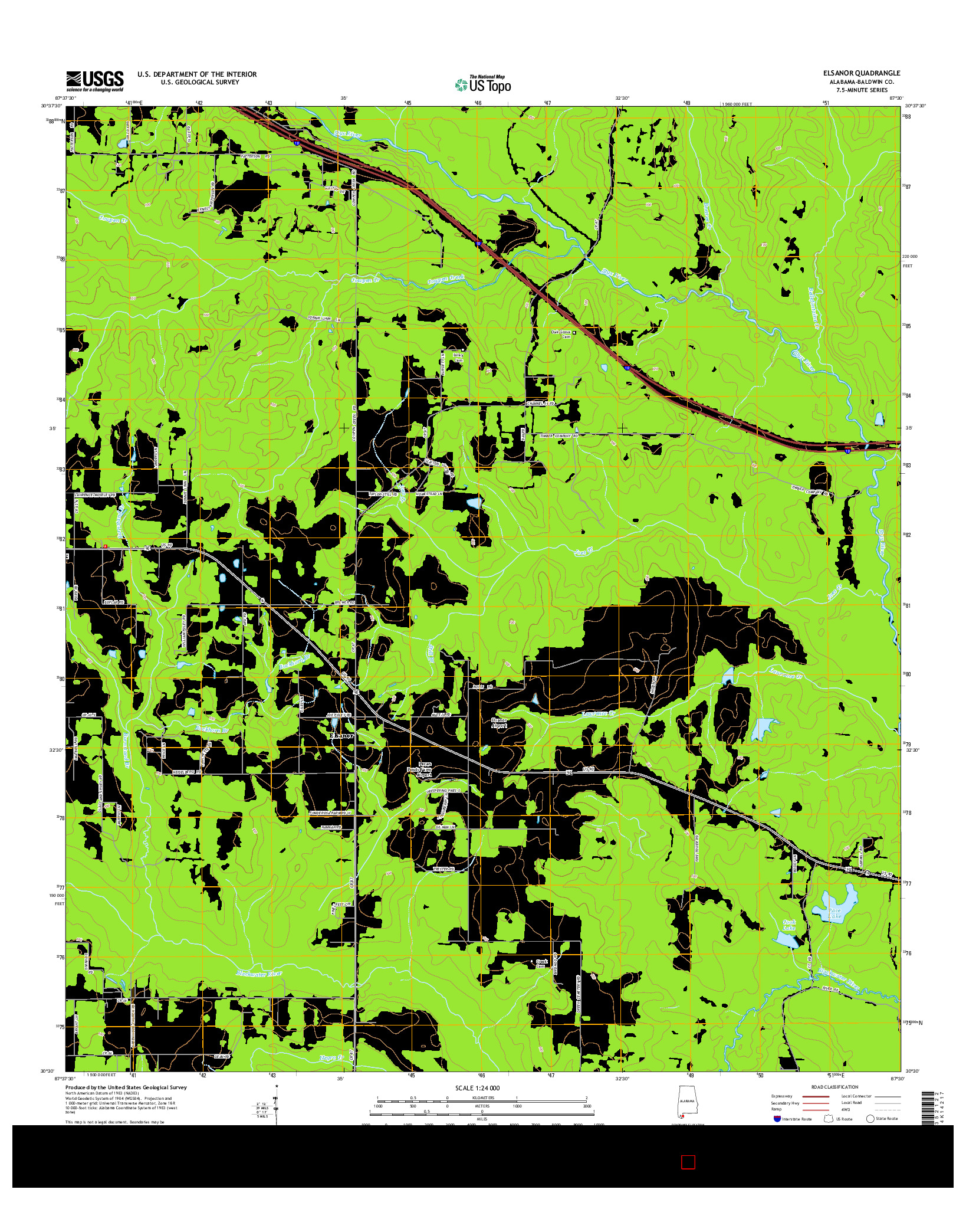 USGS US TOPO 7.5-MINUTE MAP FOR ELSANOR, AL 2014
