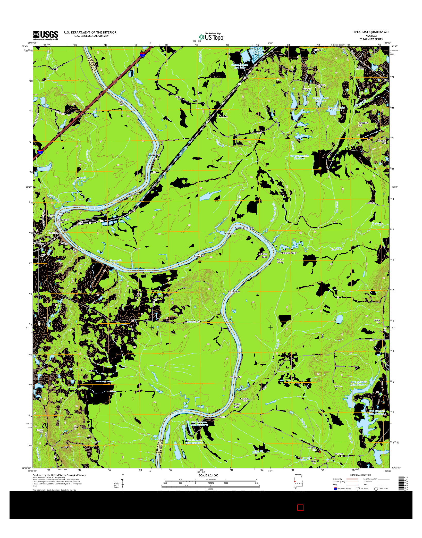 USGS US TOPO 7.5-MINUTE MAP FOR EPES EAST, AL 2014