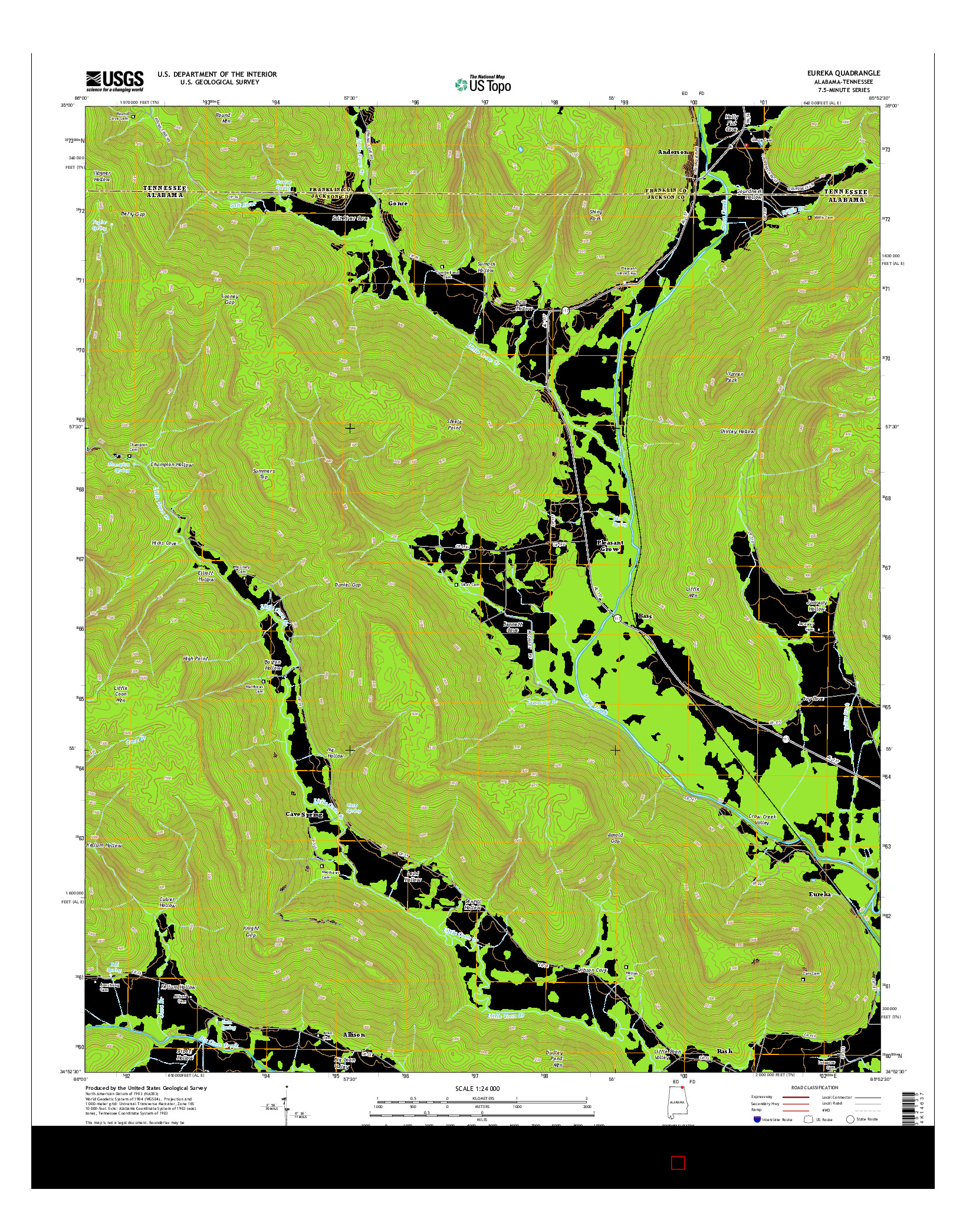 USGS US TOPO 7.5-MINUTE MAP FOR EUREKA, AL-TN 2014