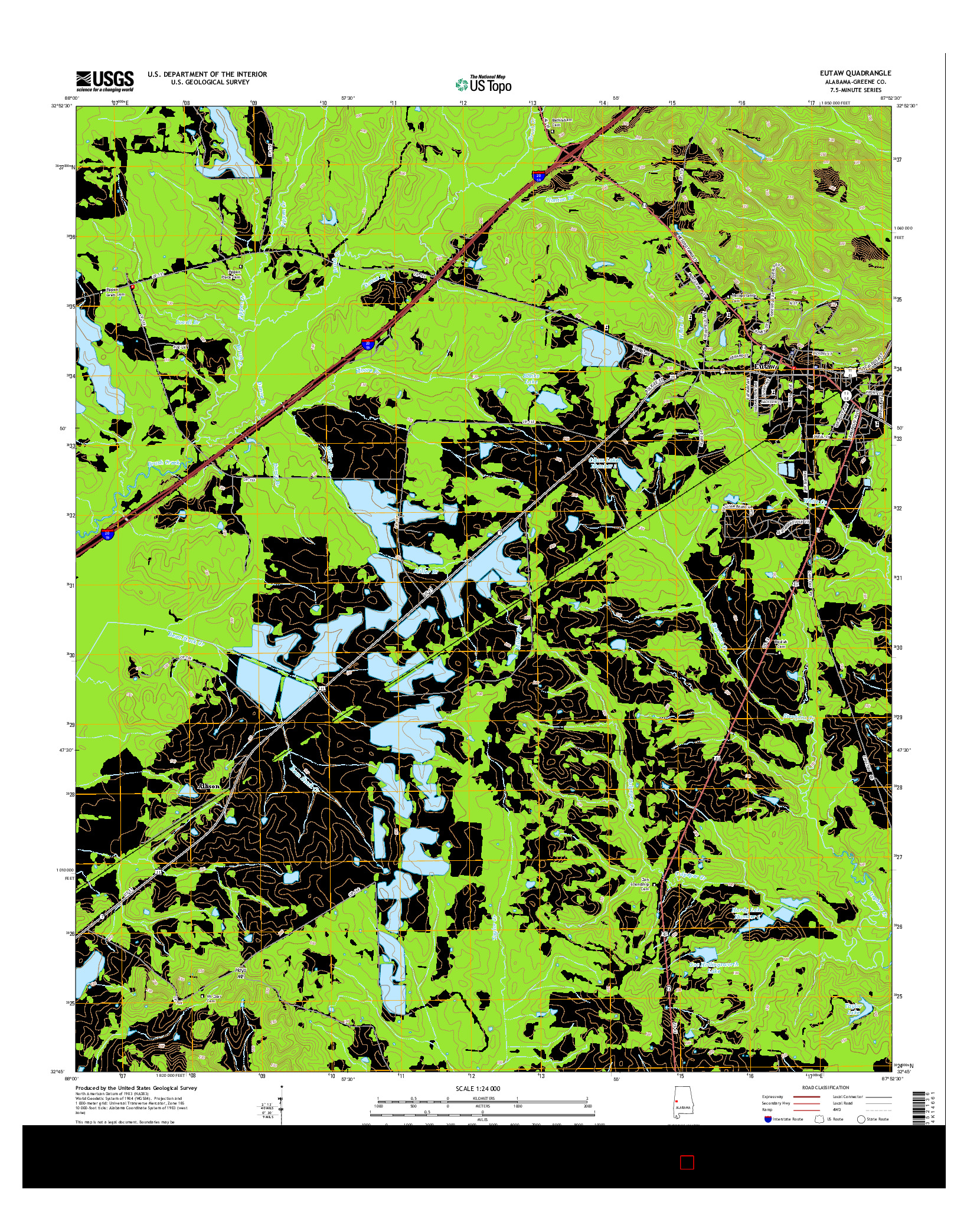 USGS US TOPO 7.5-MINUTE MAP FOR EUTAW, AL 2014