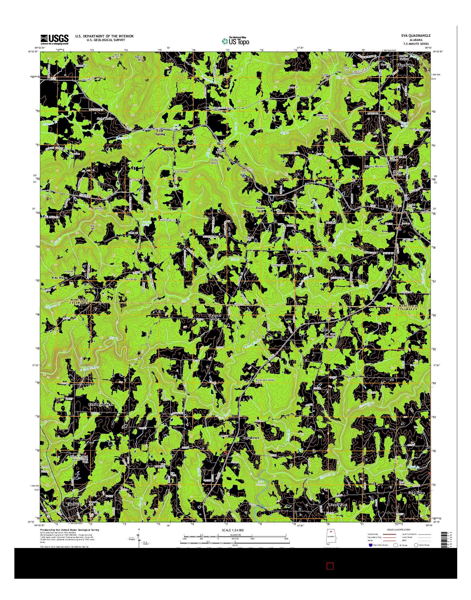 USGS US TOPO 7.5-MINUTE MAP FOR EVA, AL 2014