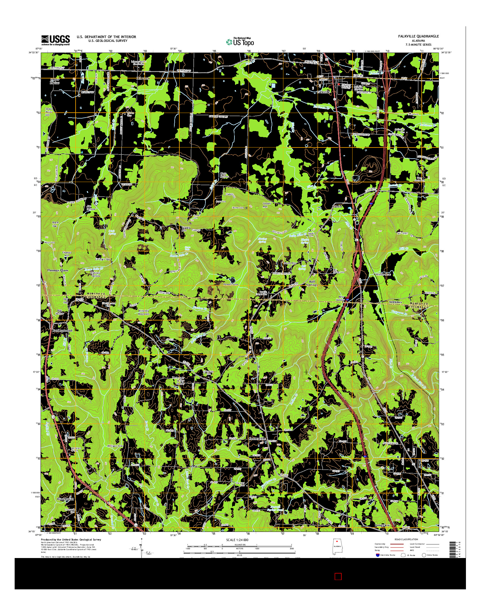 USGS US TOPO 7.5-MINUTE MAP FOR FALKVILLE, AL 2014