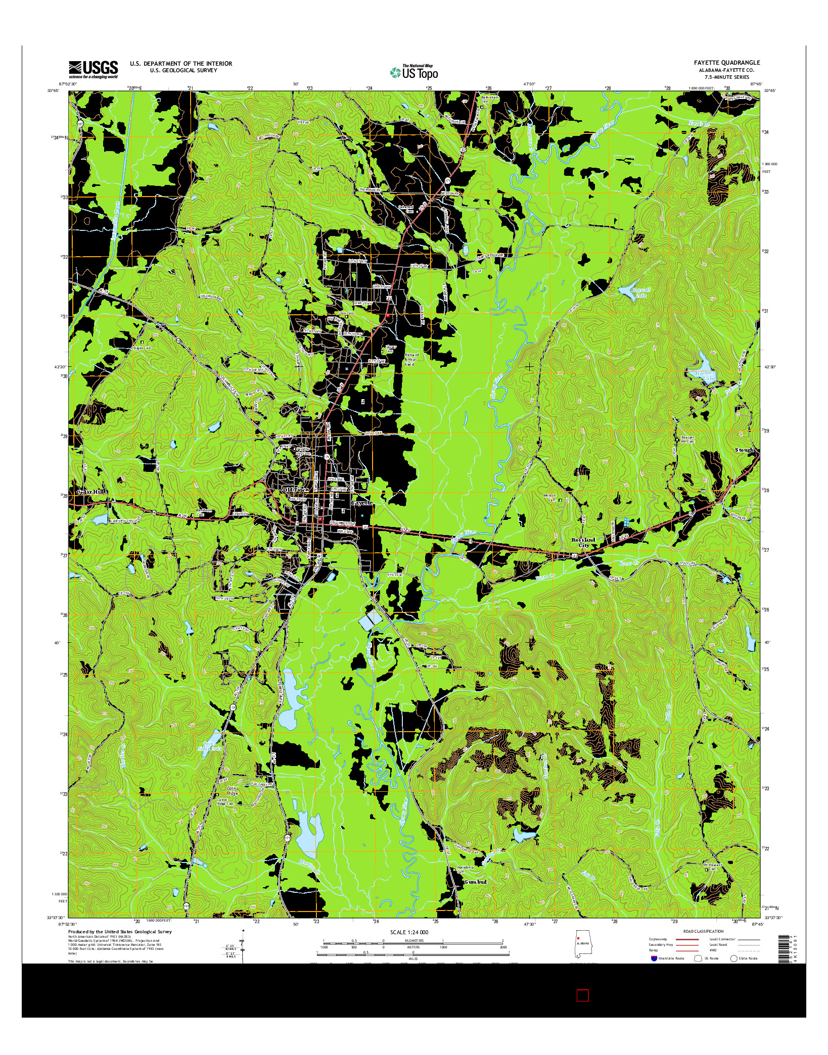 USGS US TOPO 7.5-MINUTE MAP FOR FAYETTE, AL 2014