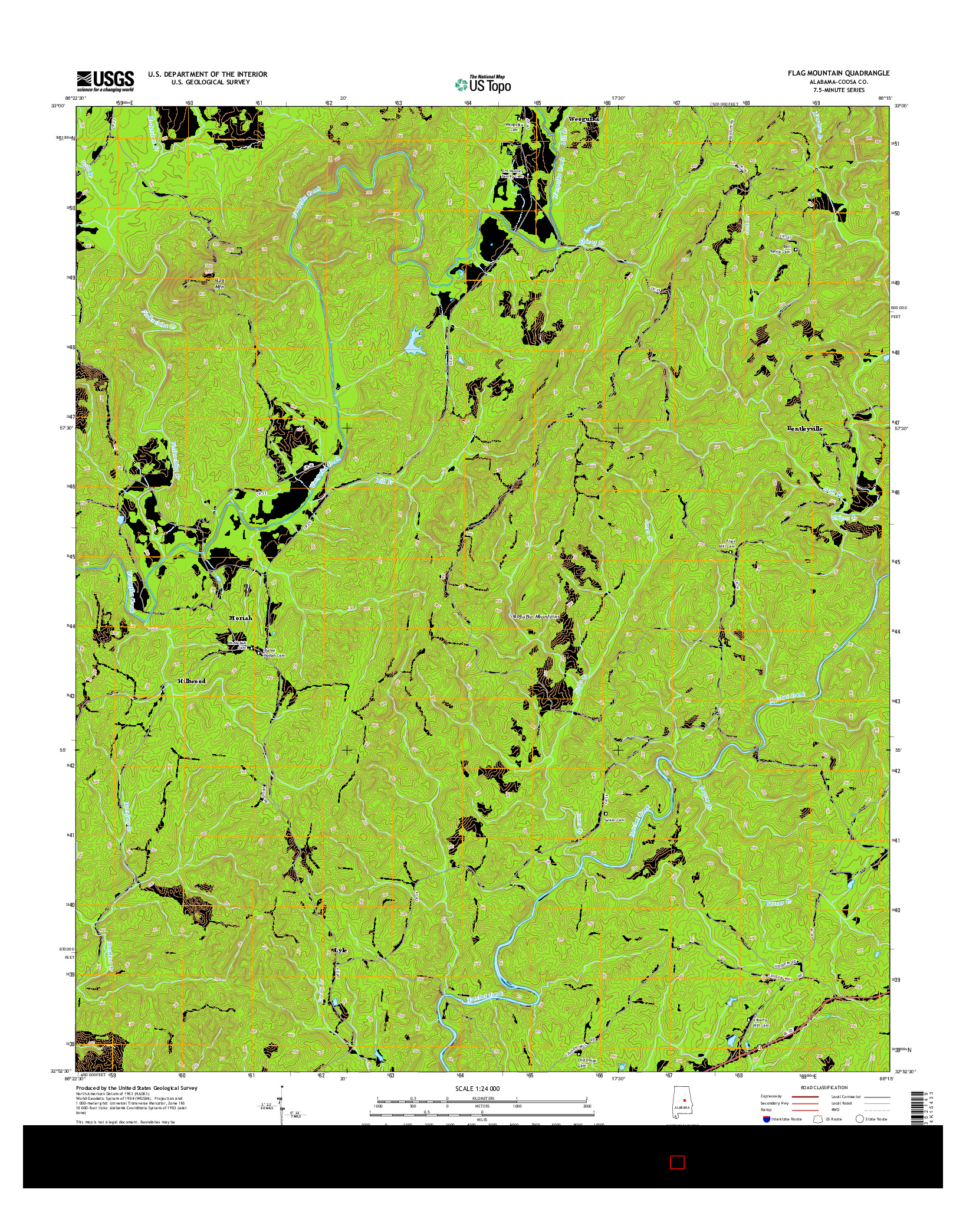 USGS US TOPO 7.5-MINUTE MAP FOR FLAG MOUNTAIN, AL 2014
