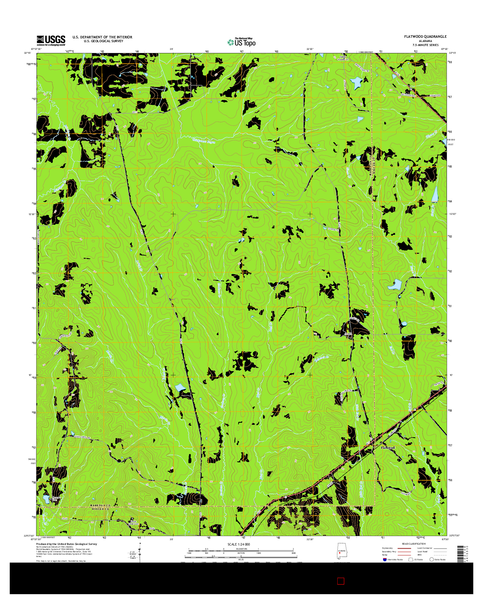 USGS US TOPO 7.5-MINUTE MAP FOR FLATWOOD, AL 2014