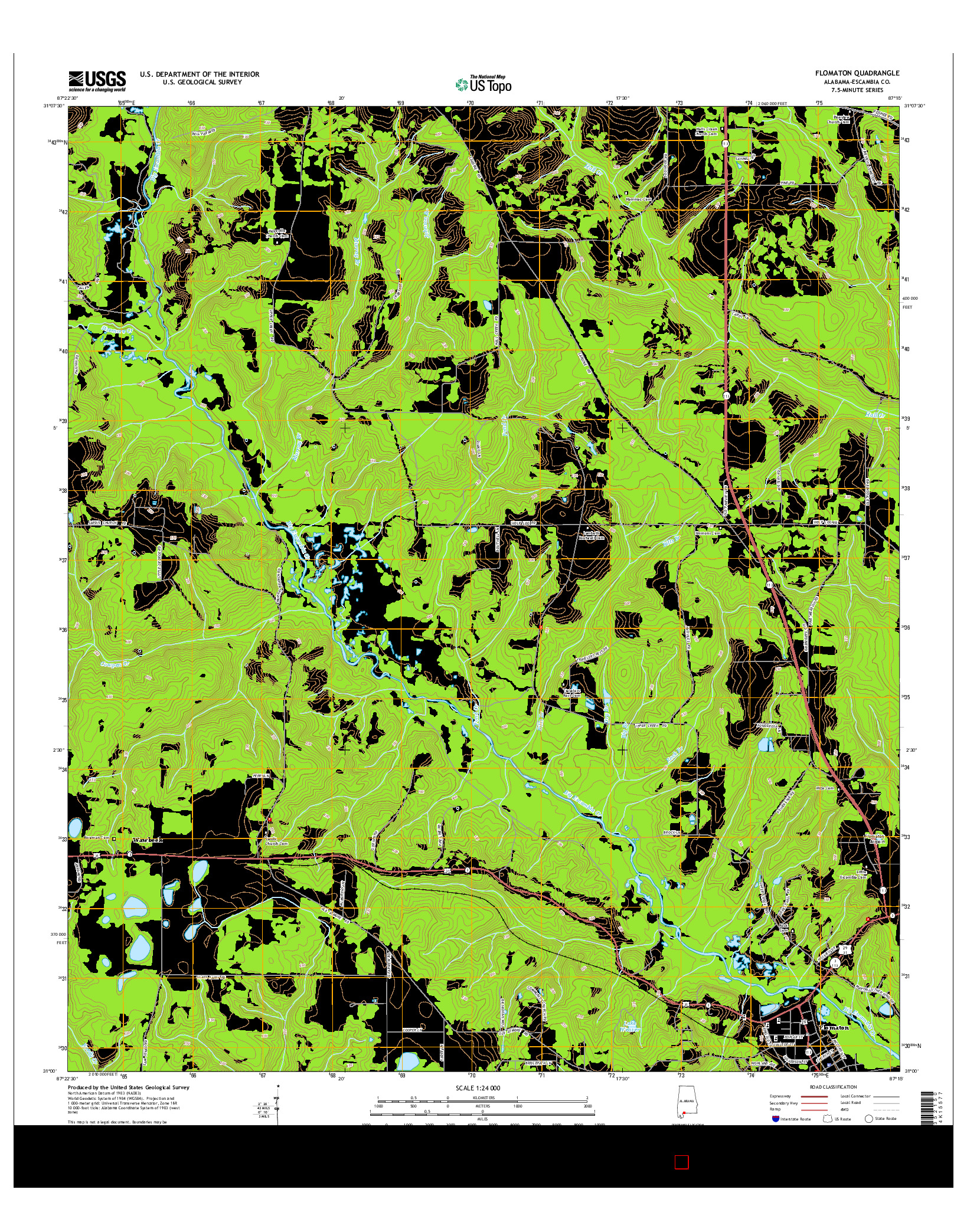 USGS US TOPO 7.5-MINUTE MAP FOR FLOMATON, AL 2014