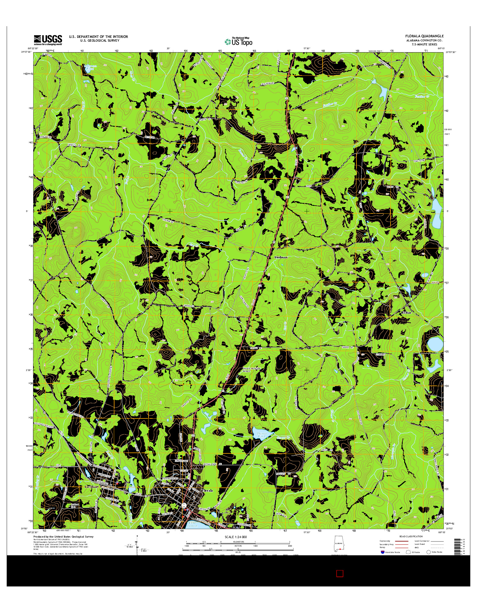 USGS US TOPO 7.5-MINUTE MAP FOR FLORALA, AL 2014