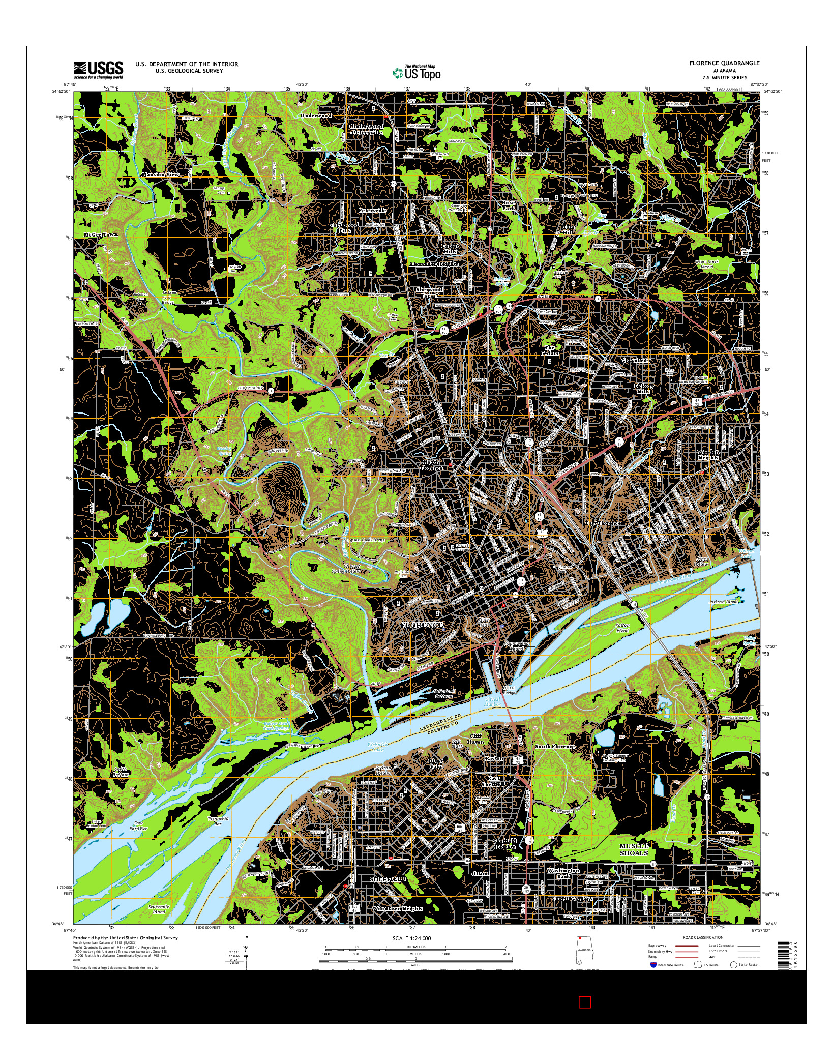 USGS US TOPO 7.5-MINUTE MAP FOR FLORENCE, AL 2014
