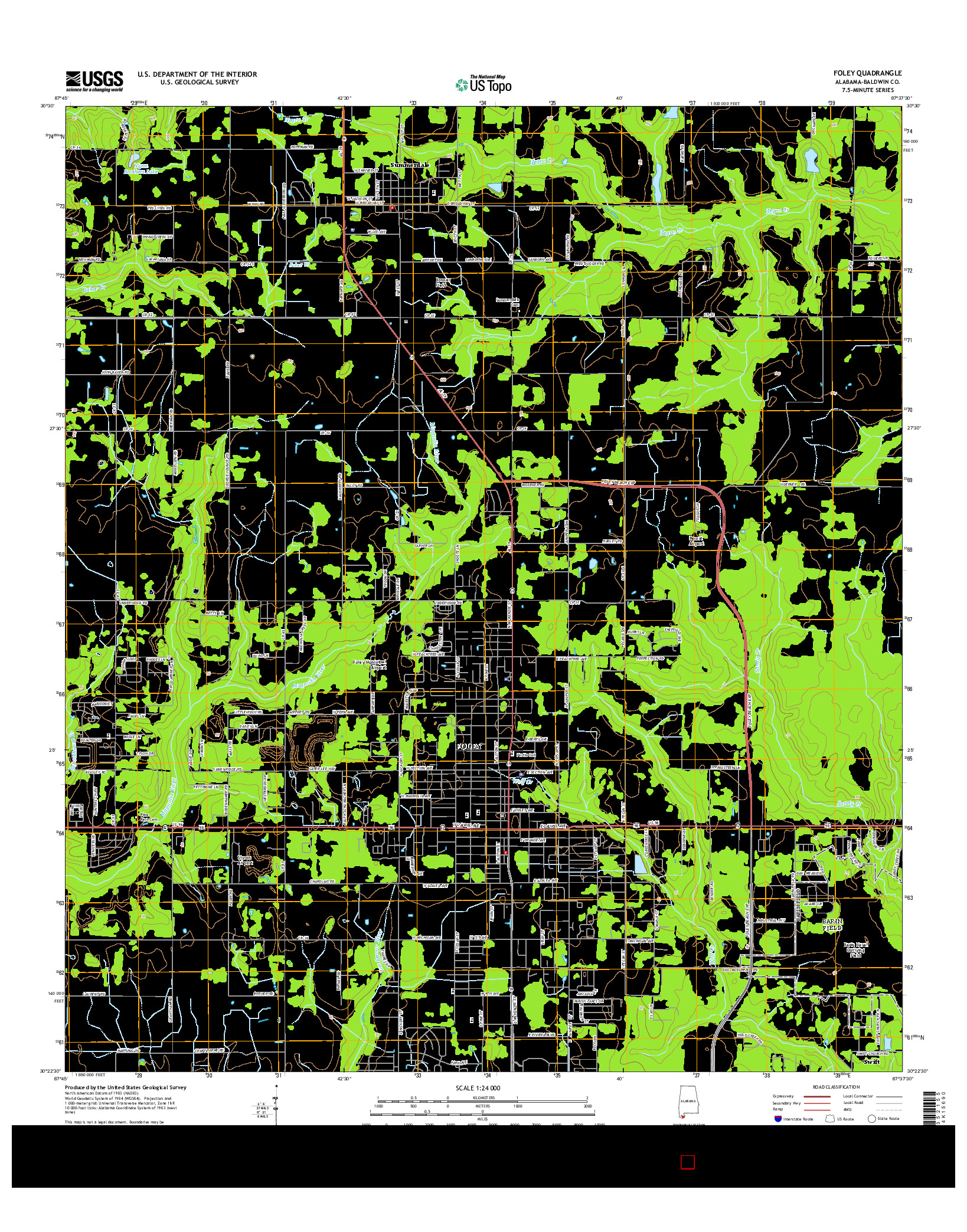 USGS US TOPO 7.5-MINUTE MAP FOR FOLEY, AL 2014