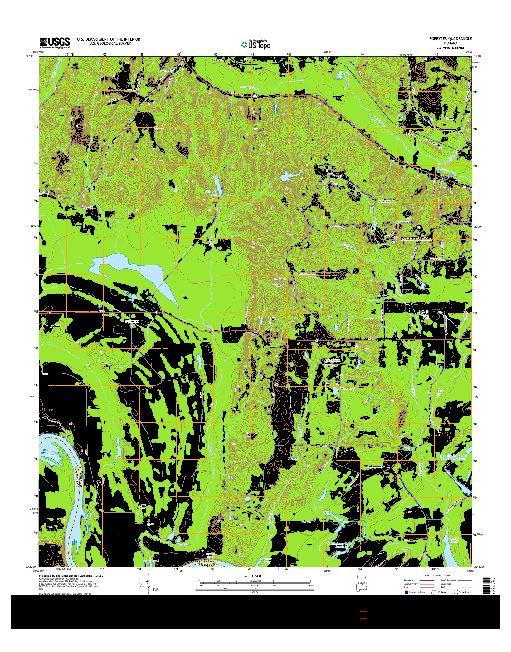 USGS US TOPO 7.5-MINUTE MAP FOR FORESTER, AL 2014