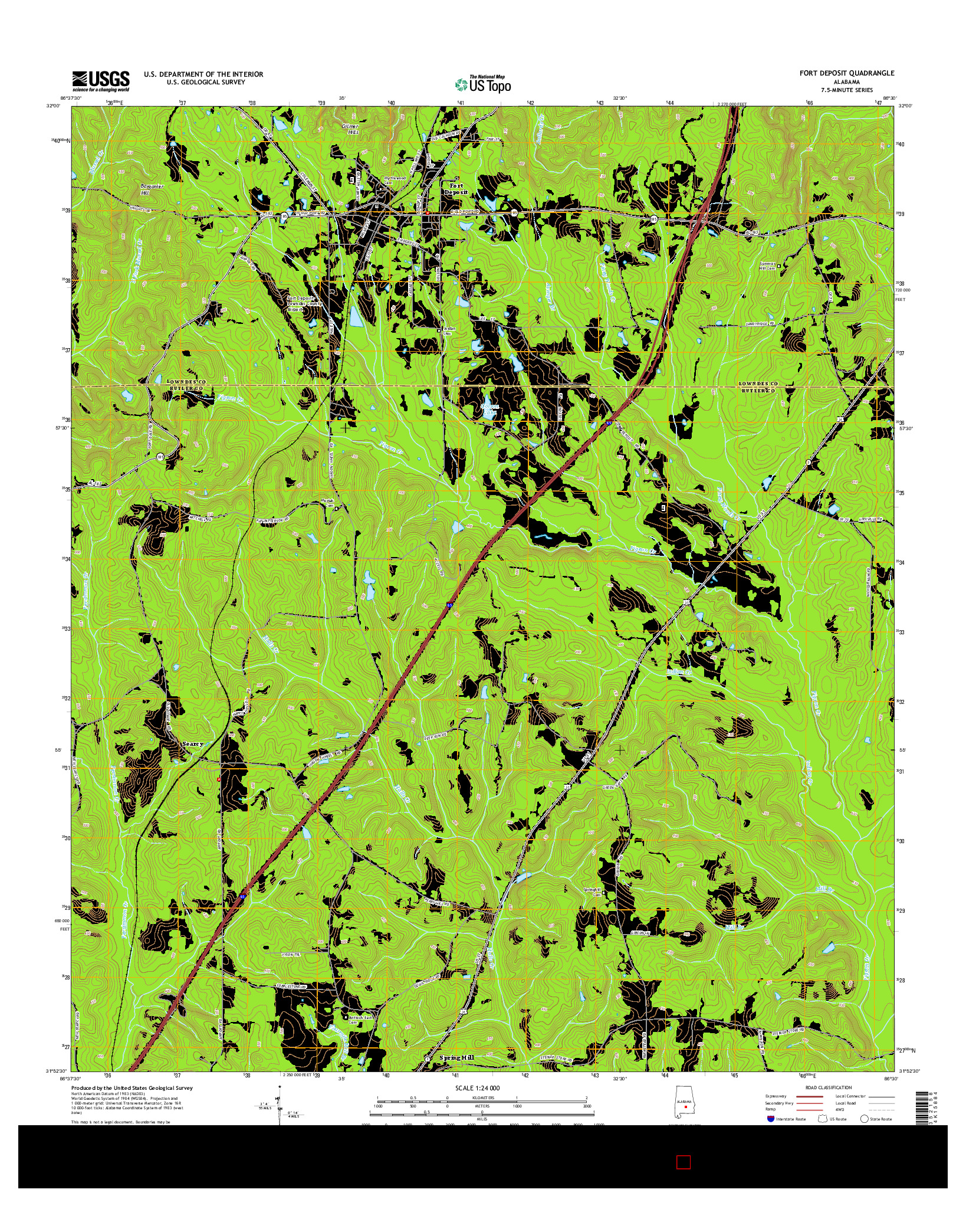 USGS US TOPO 7.5-MINUTE MAP FOR FORT DEPOSIT, AL 2014