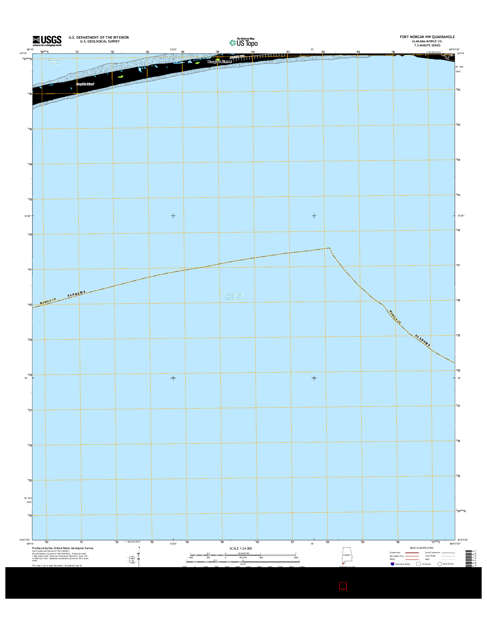 USGS US TOPO 7.5-MINUTE MAP FOR FORT MORGAN NW, AL 2014