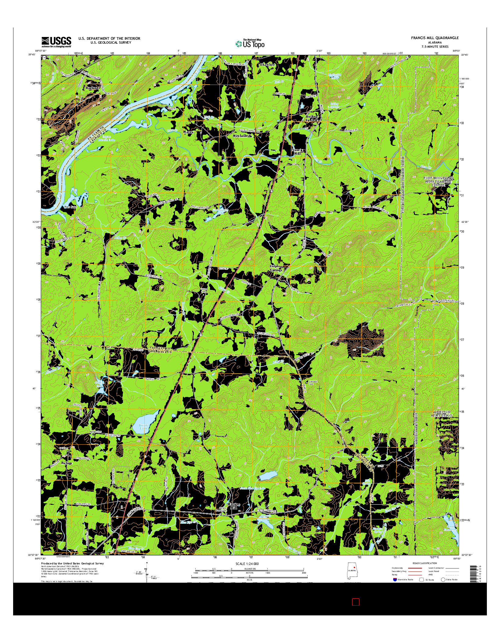 USGS US TOPO 7.5-MINUTE MAP FOR FRANCIS MILL, AL 2014