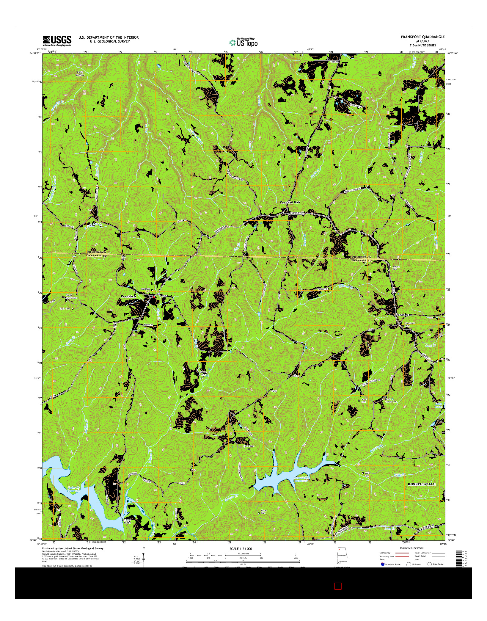 USGS US TOPO 7.5-MINUTE MAP FOR FRANKFORT, AL 2014