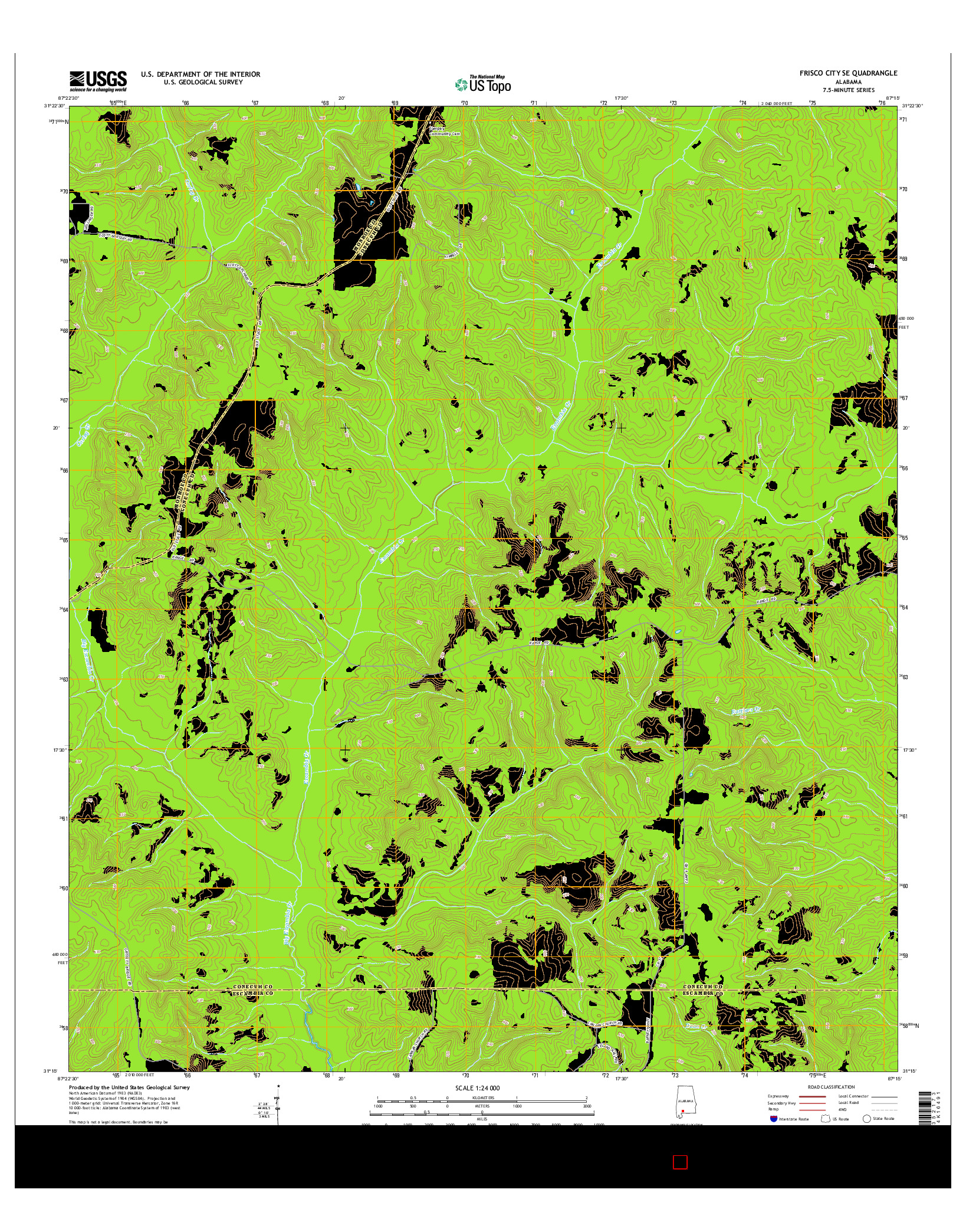 USGS US TOPO 7.5-MINUTE MAP FOR FRISCO CITY SE, AL 2014