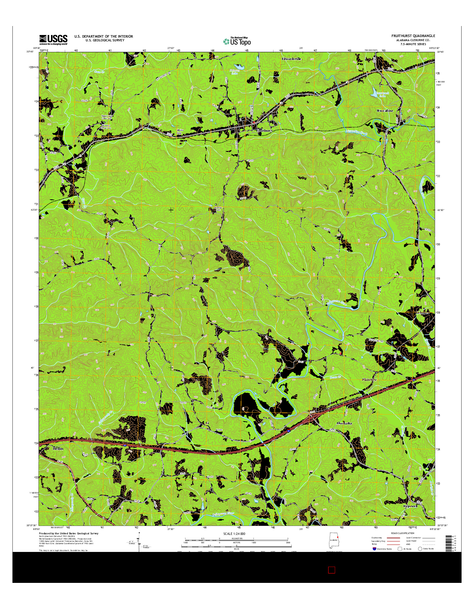 USGS US TOPO 7.5-MINUTE MAP FOR FRUITHURST, AL 2014