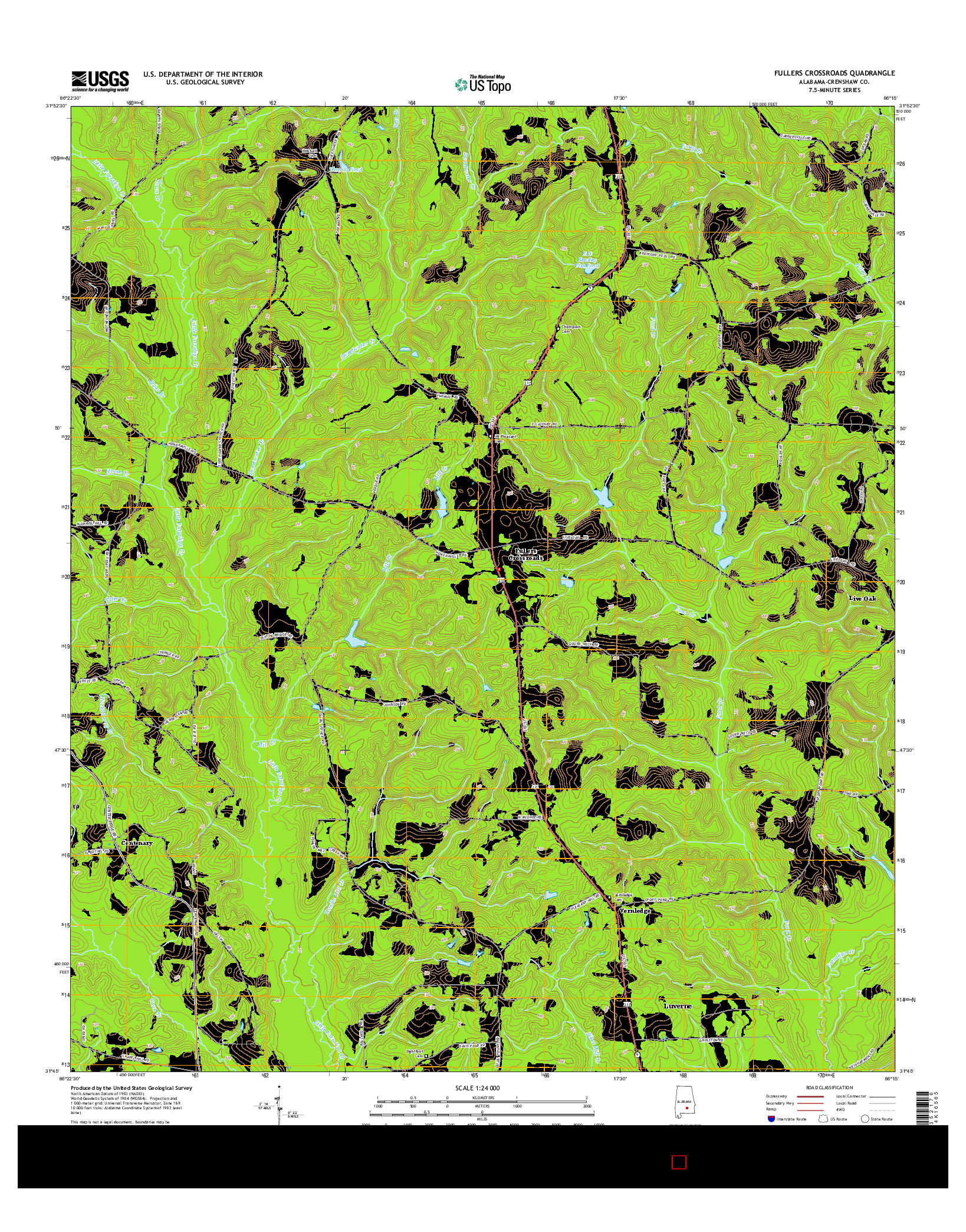 USGS US TOPO 7.5-MINUTE MAP FOR FULLERS CROSSROADS, AL 2014