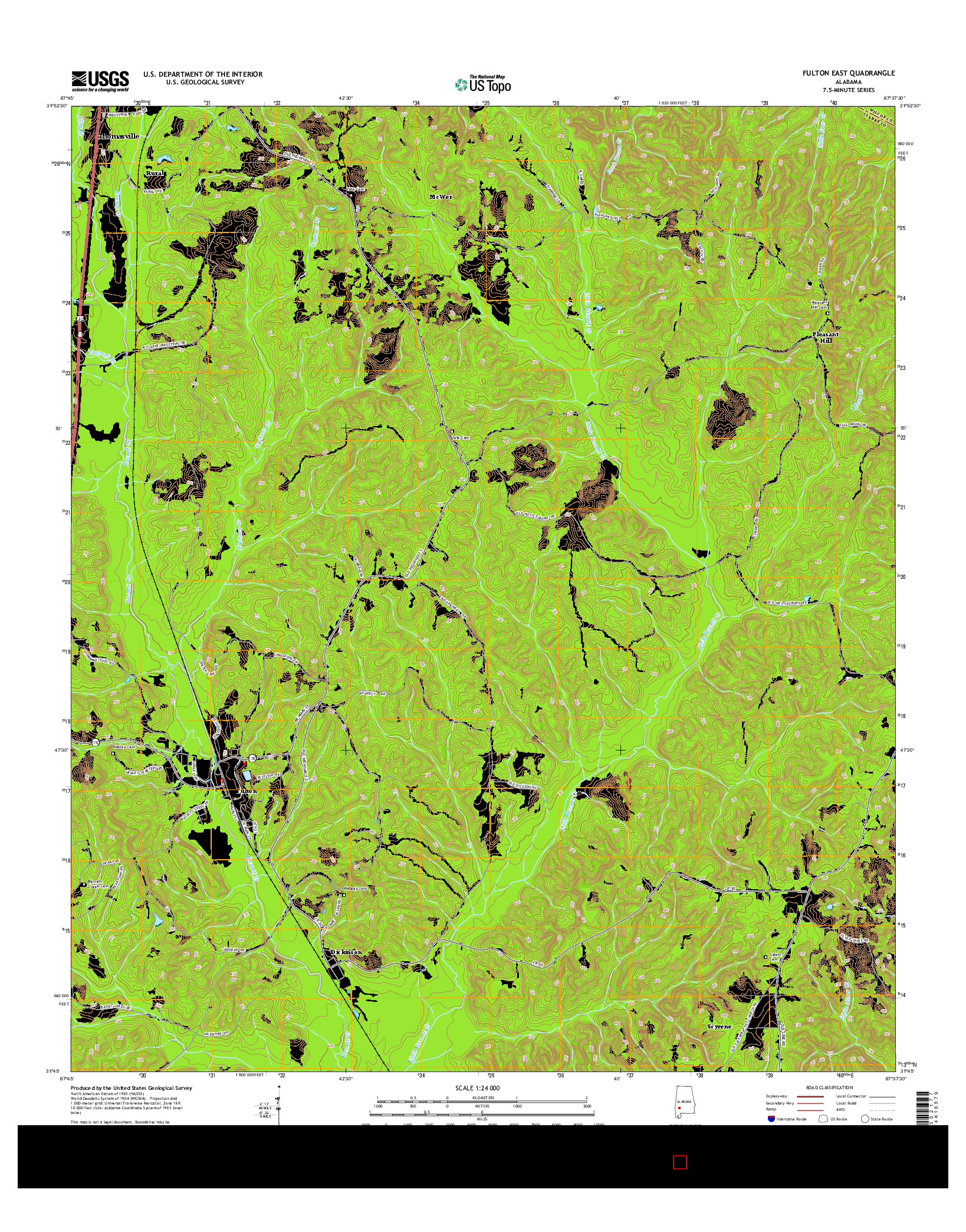 USGS US TOPO 7.5-MINUTE MAP FOR FULTON EAST, AL 2014