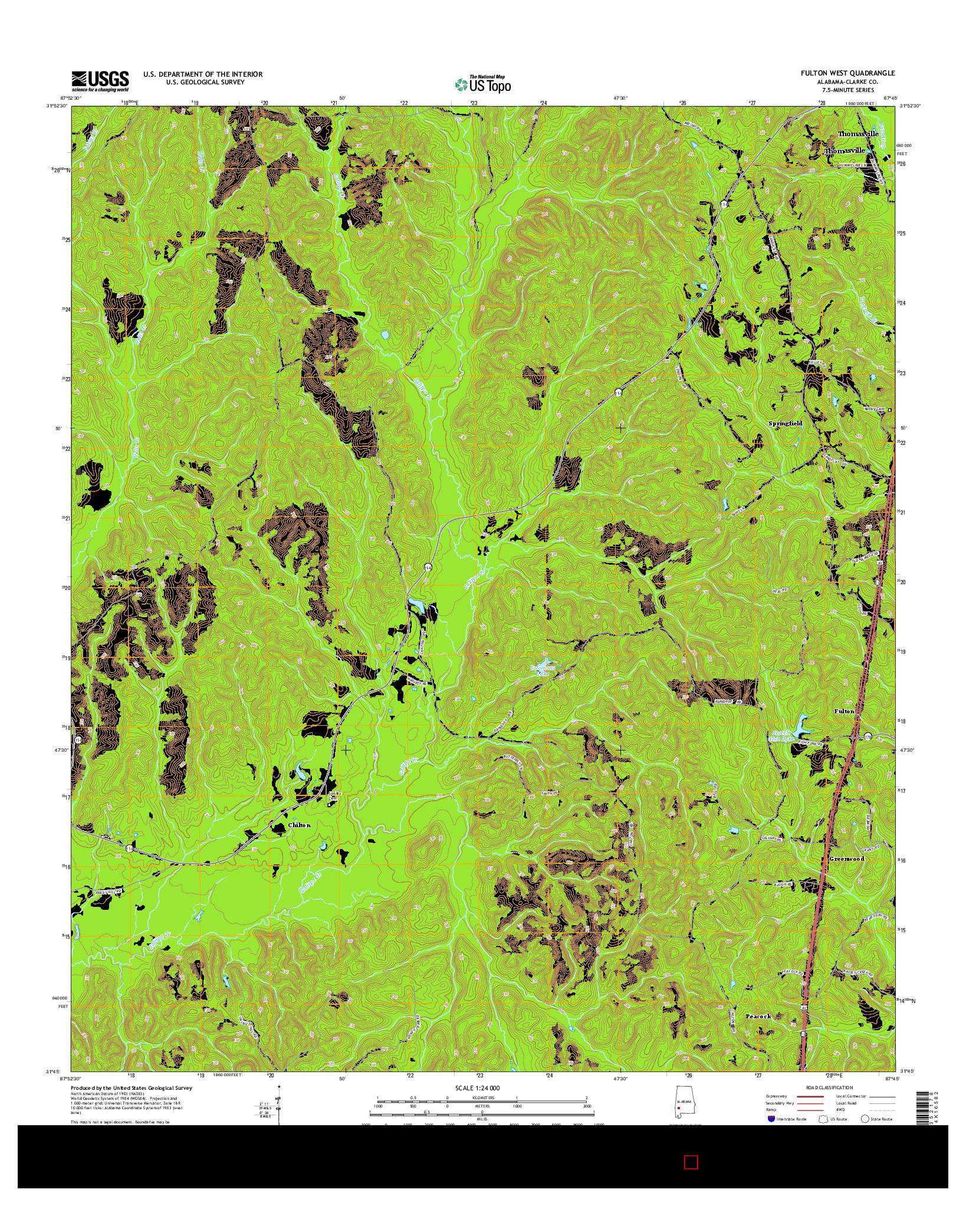 USGS US TOPO 7.5-MINUTE MAP FOR FULTON WEST, AL 2014