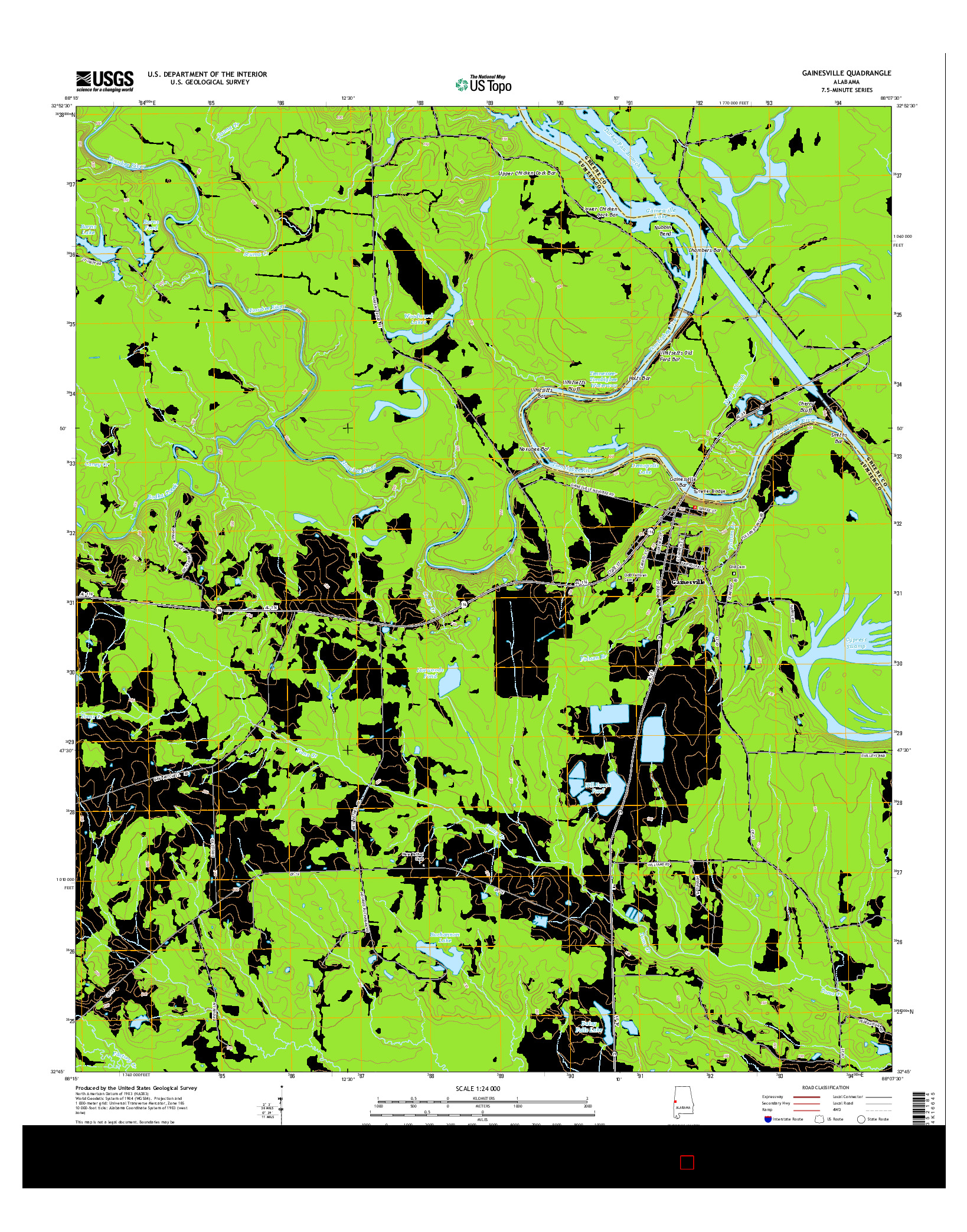 USGS US TOPO 7.5-MINUTE MAP FOR GAINESVILLE, AL 2014
