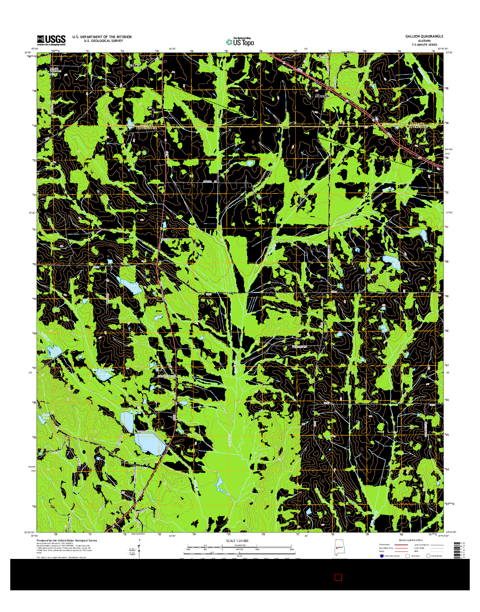 USGS US TOPO 7.5-MINUTE MAP FOR GALLION, AL 2014