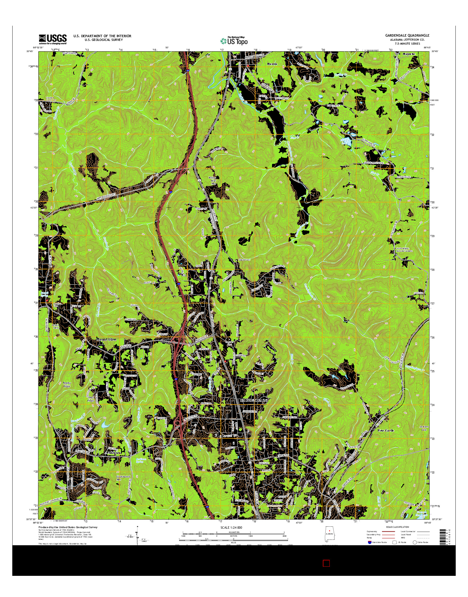 USGS US TOPO 7.5-MINUTE MAP FOR GARDENDALE, AL 2014