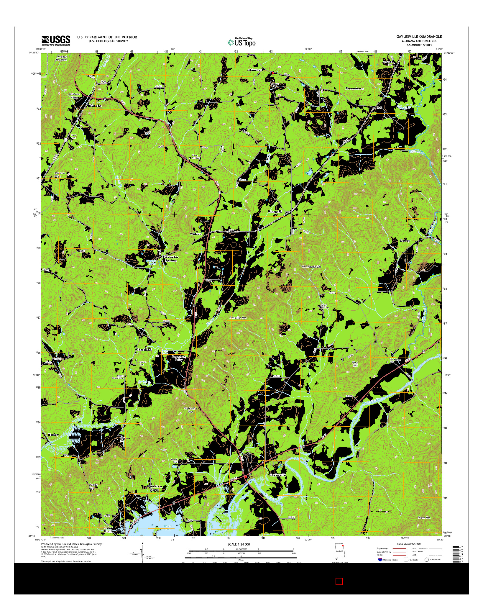 USGS US TOPO 7.5-MINUTE MAP FOR GAYLESVILLE, AL 2014