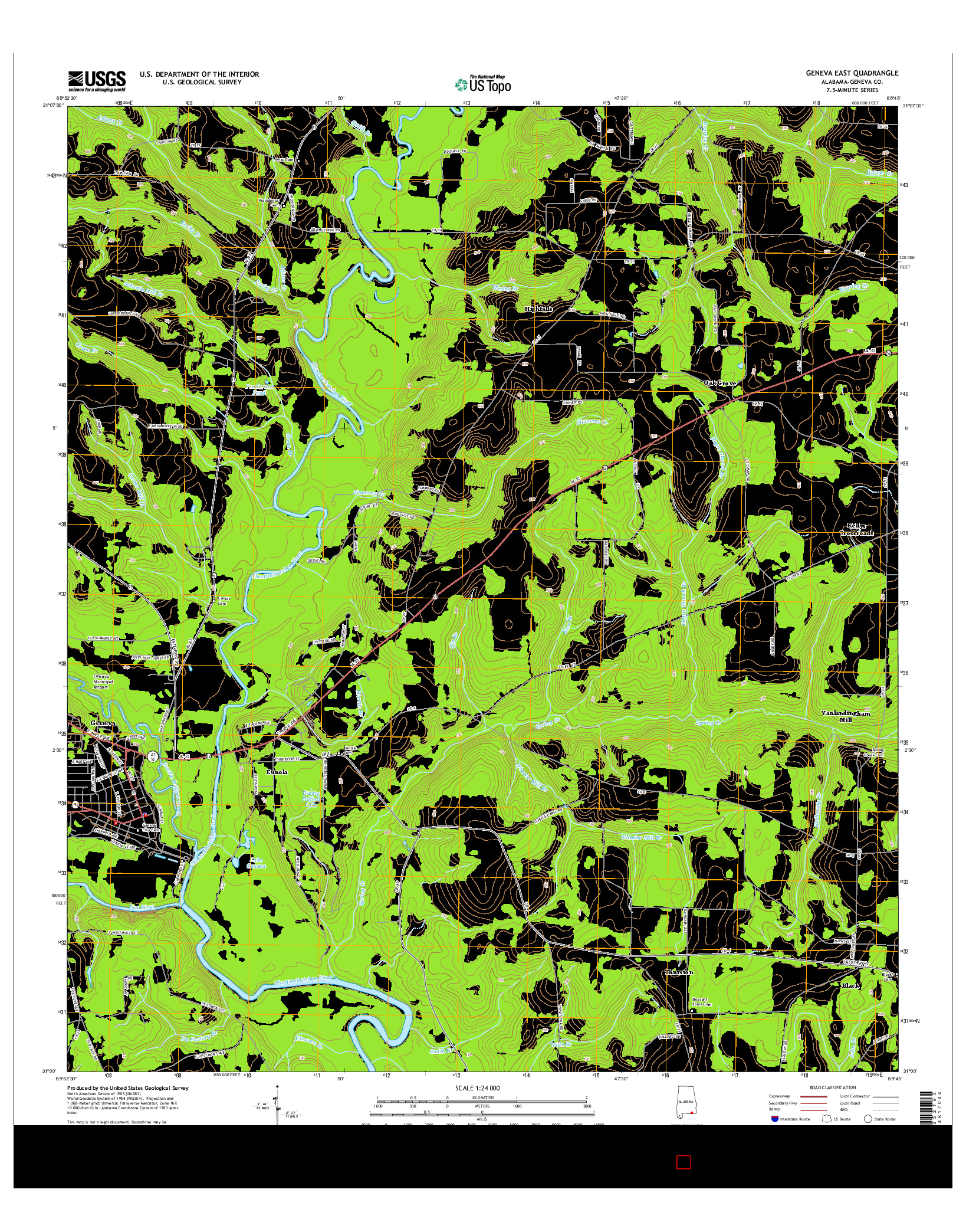 USGS US TOPO 7.5-MINUTE MAP FOR GENEVA EAST, AL 2014