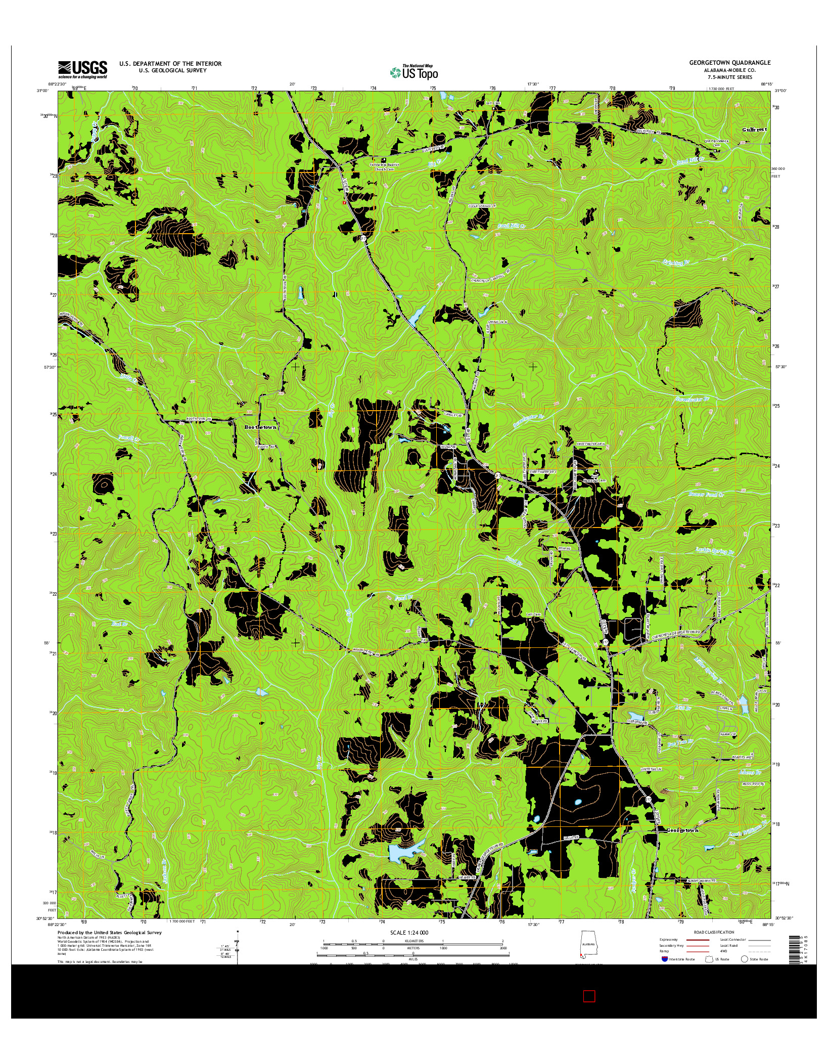 USGS US TOPO 7.5-MINUTE MAP FOR GEORGETOWN, AL 2014