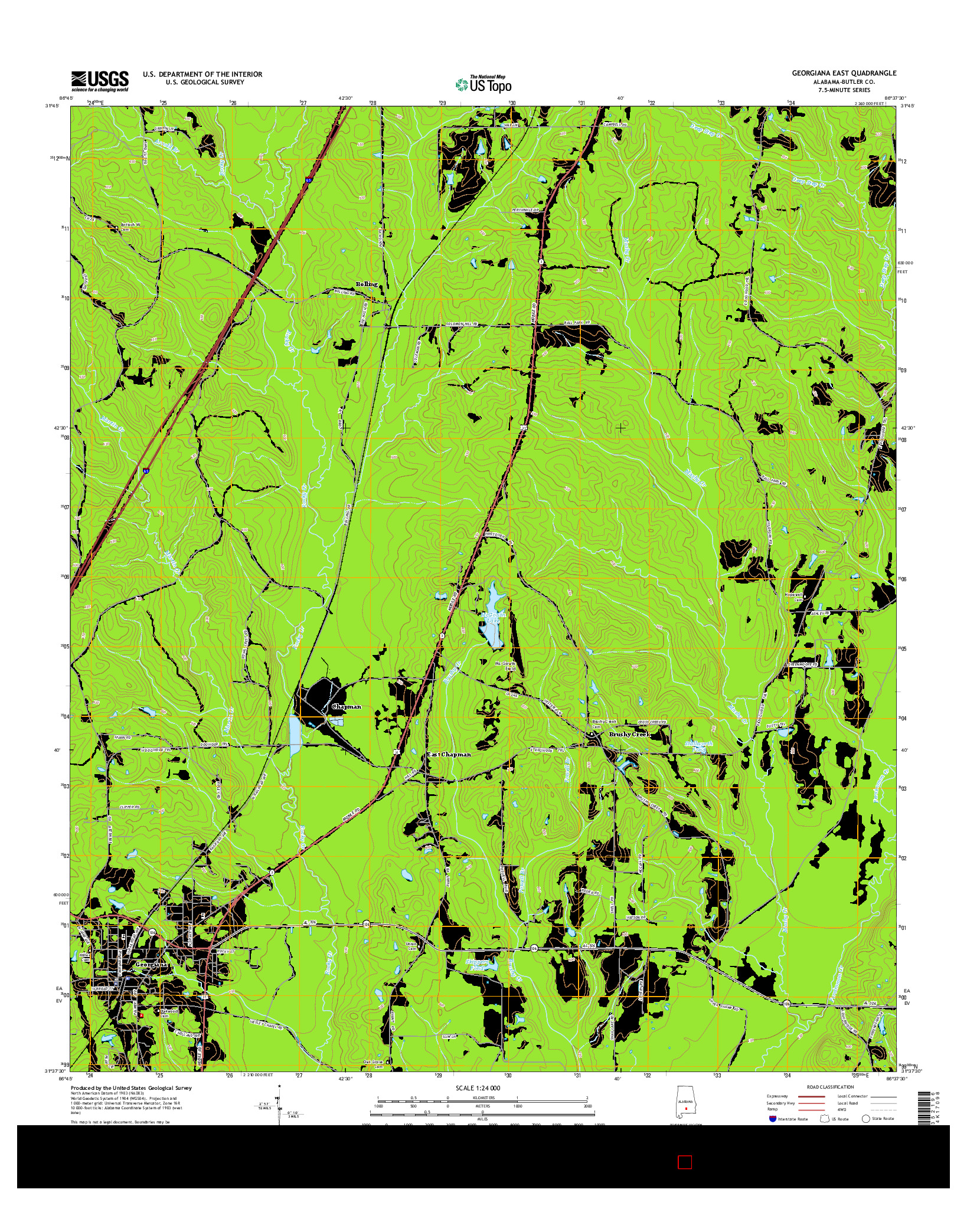 USGS US TOPO 7.5-MINUTE MAP FOR GEORGIANA EAST, AL 2014