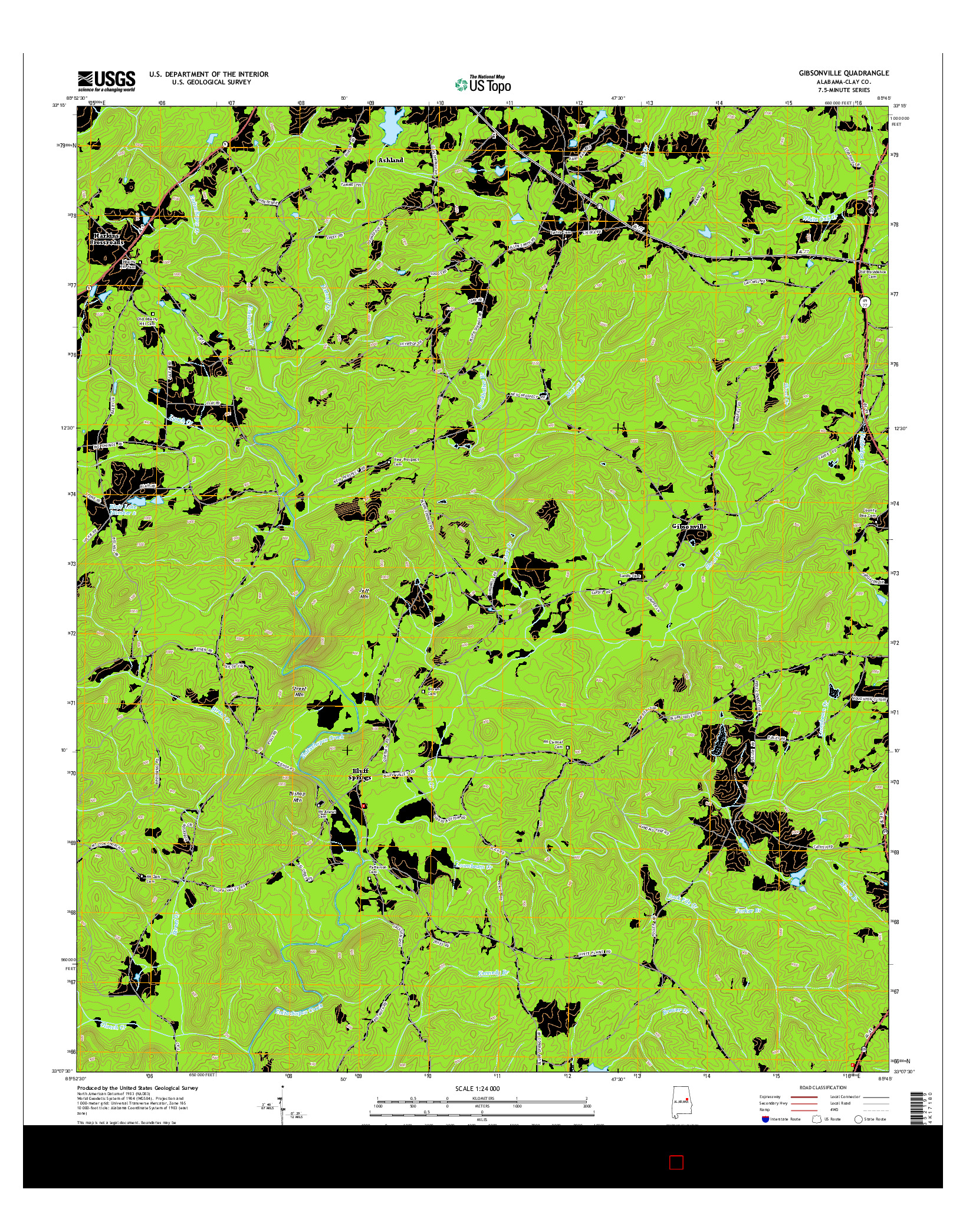 USGS US TOPO 7.5-MINUTE MAP FOR GIBSONVILLE, AL 2014