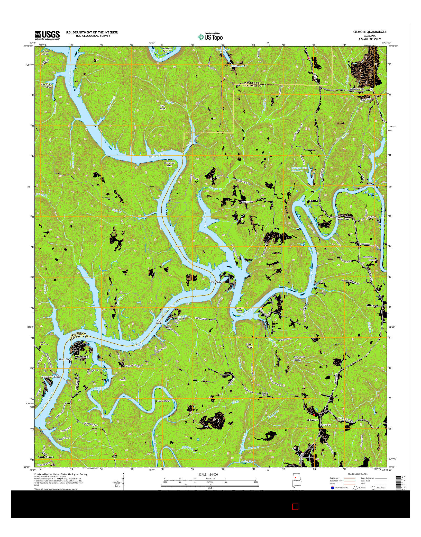 USGS US TOPO 7.5-MINUTE MAP FOR GILMORE, AL 2014