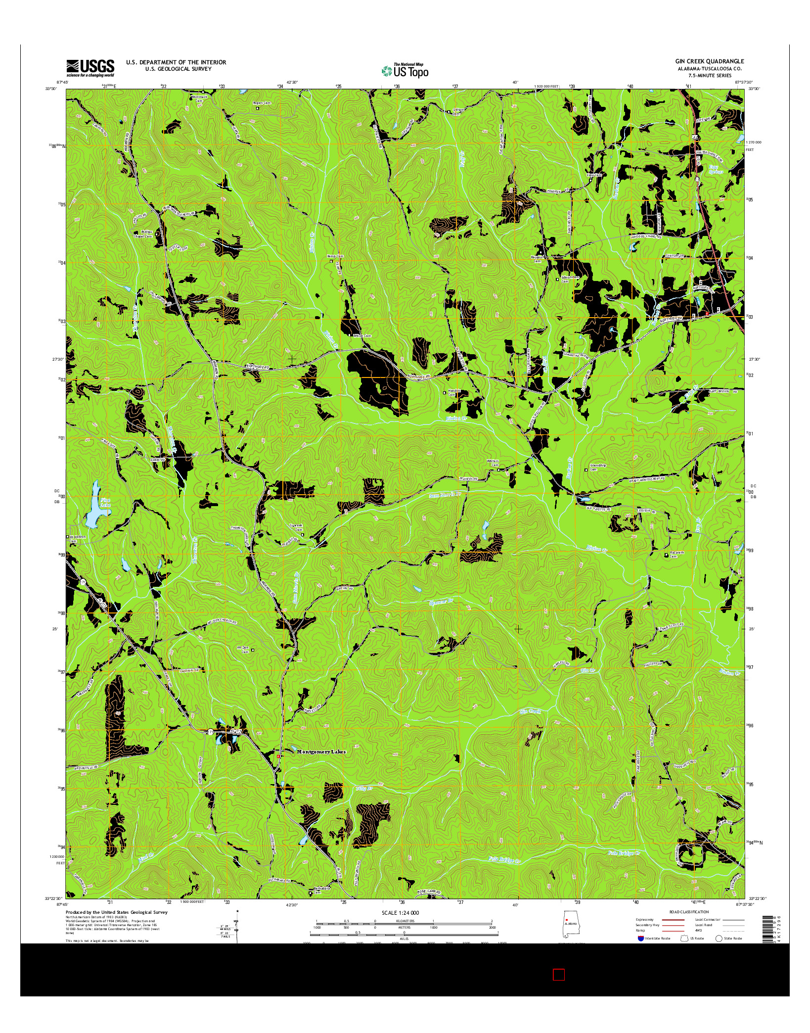 USGS US TOPO 7.5-MINUTE MAP FOR GIN CREEK, AL 2014