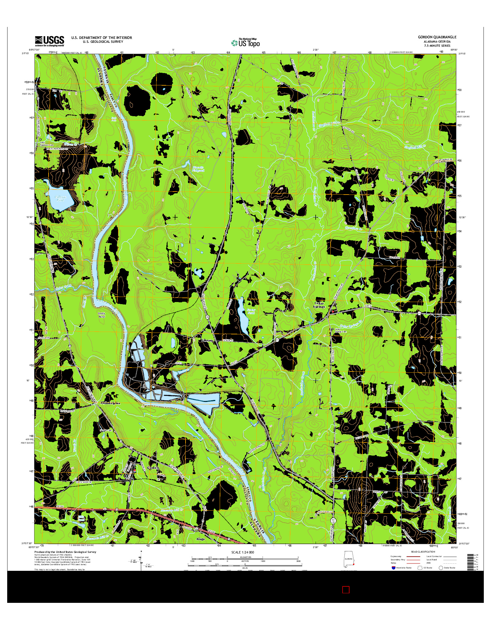 USGS US TOPO 7.5-MINUTE MAP FOR GORDON, AL-GA 2014