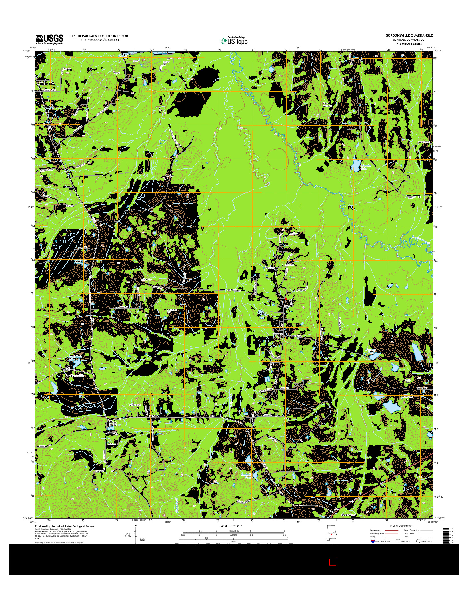 USGS US TOPO 7.5-MINUTE MAP FOR GORDONSVILLE, AL 2014