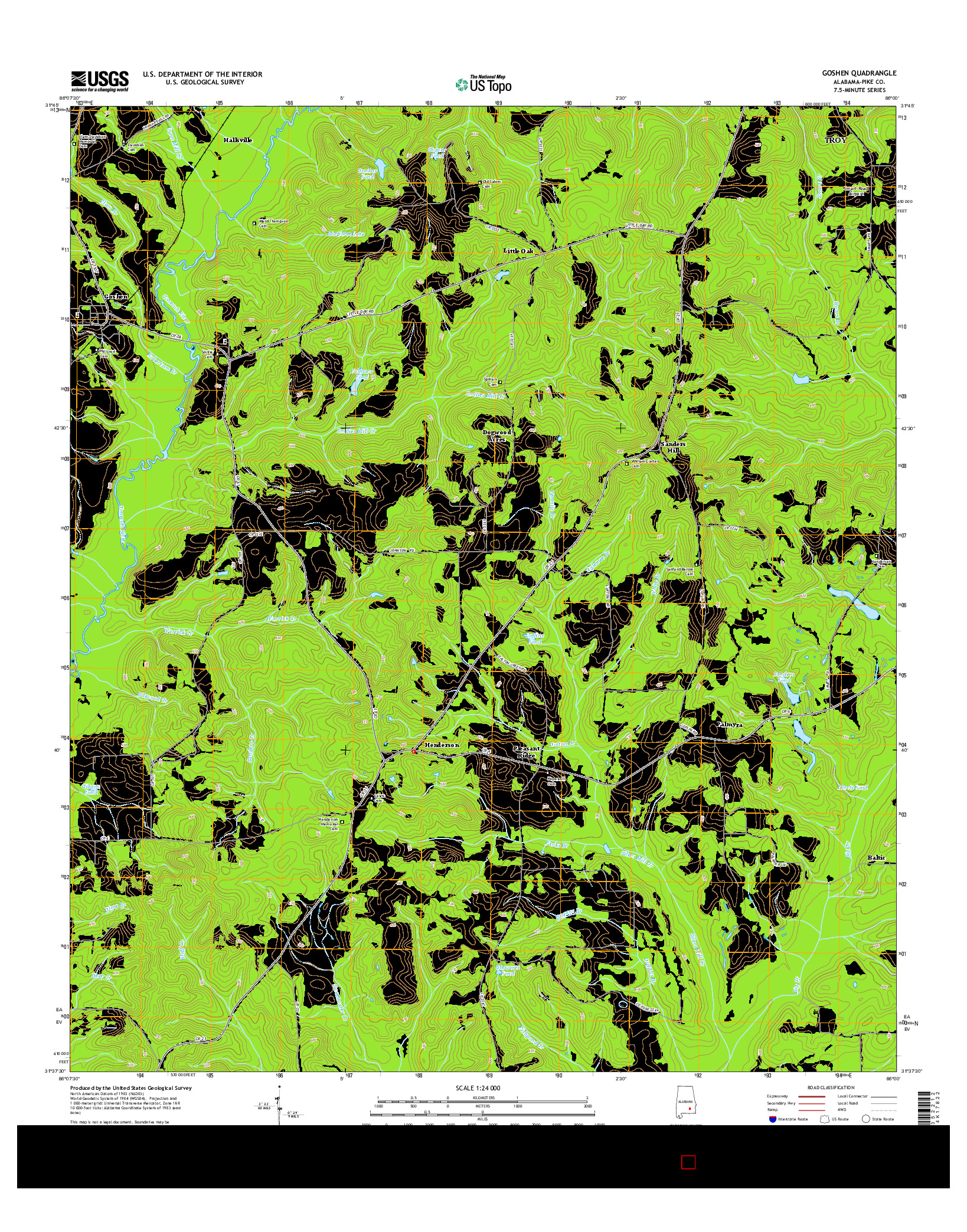 USGS US TOPO 7.5-MINUTE MAP FOR GOSHEN, AL 2014