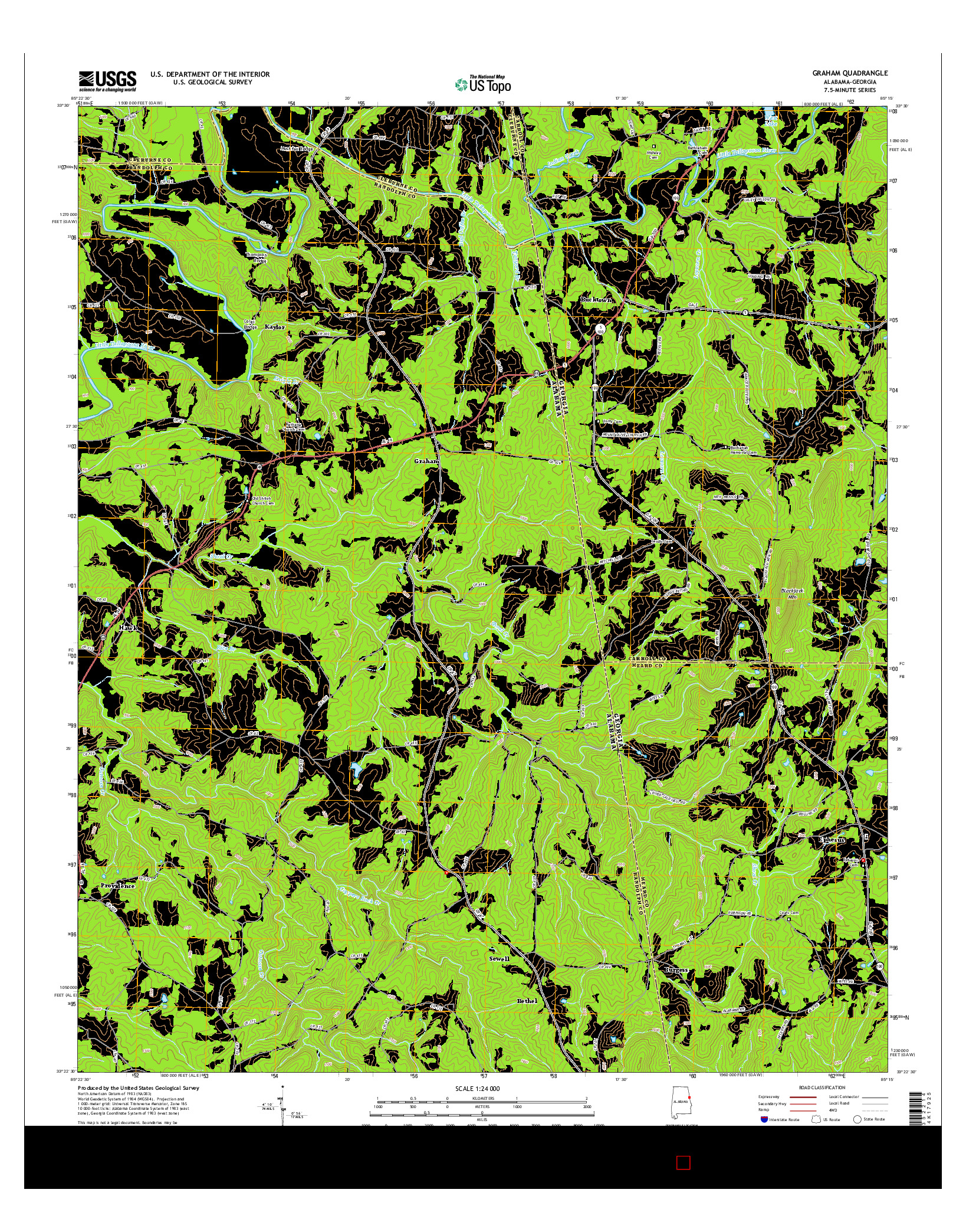 USGS US TOPO 7.5-MINUTE MAP FOR GRAHAM, AL-GA 2014