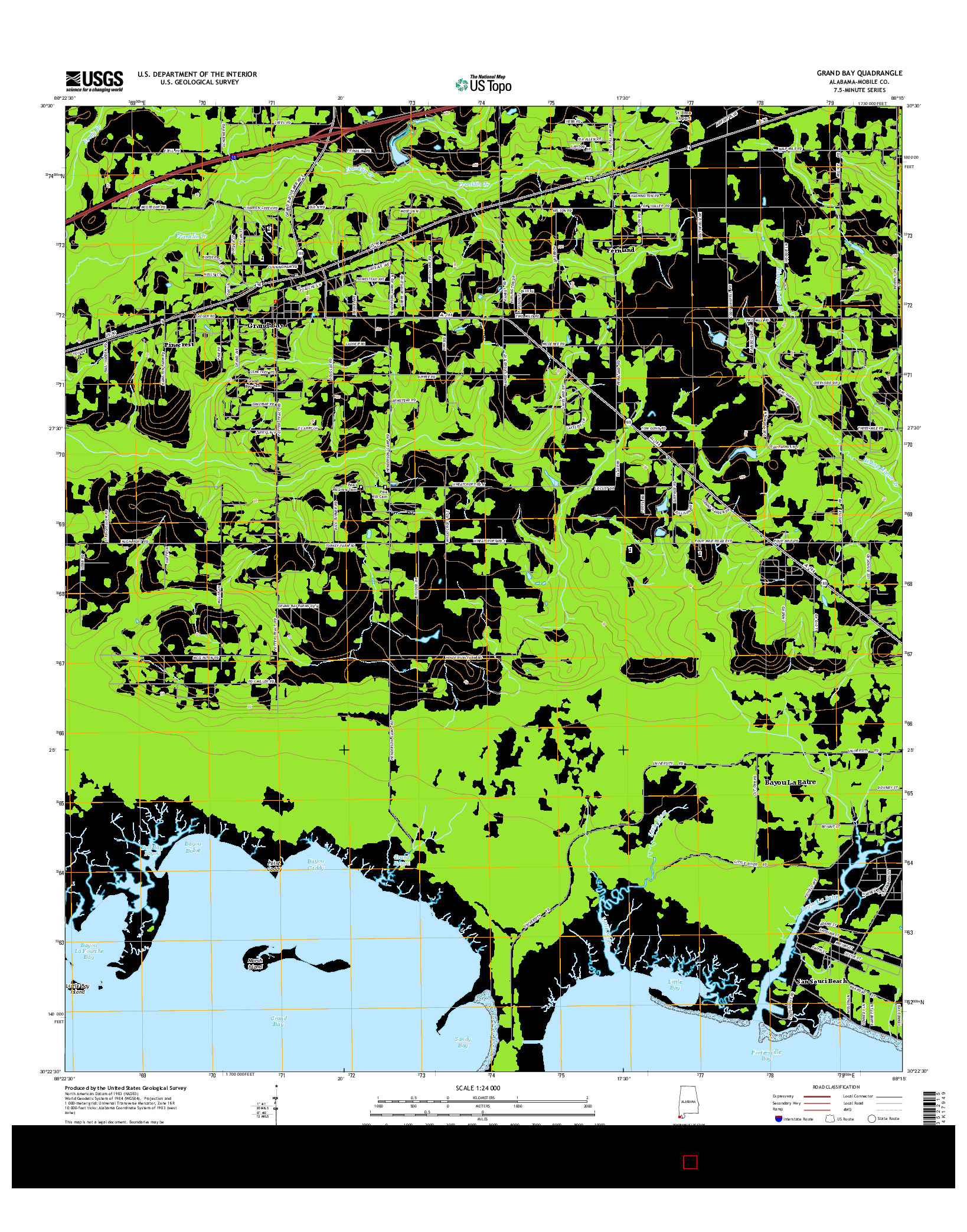 USGS US TOPO 7.5-MINUTE MAP FOR GRAND BAY, AL 2014
